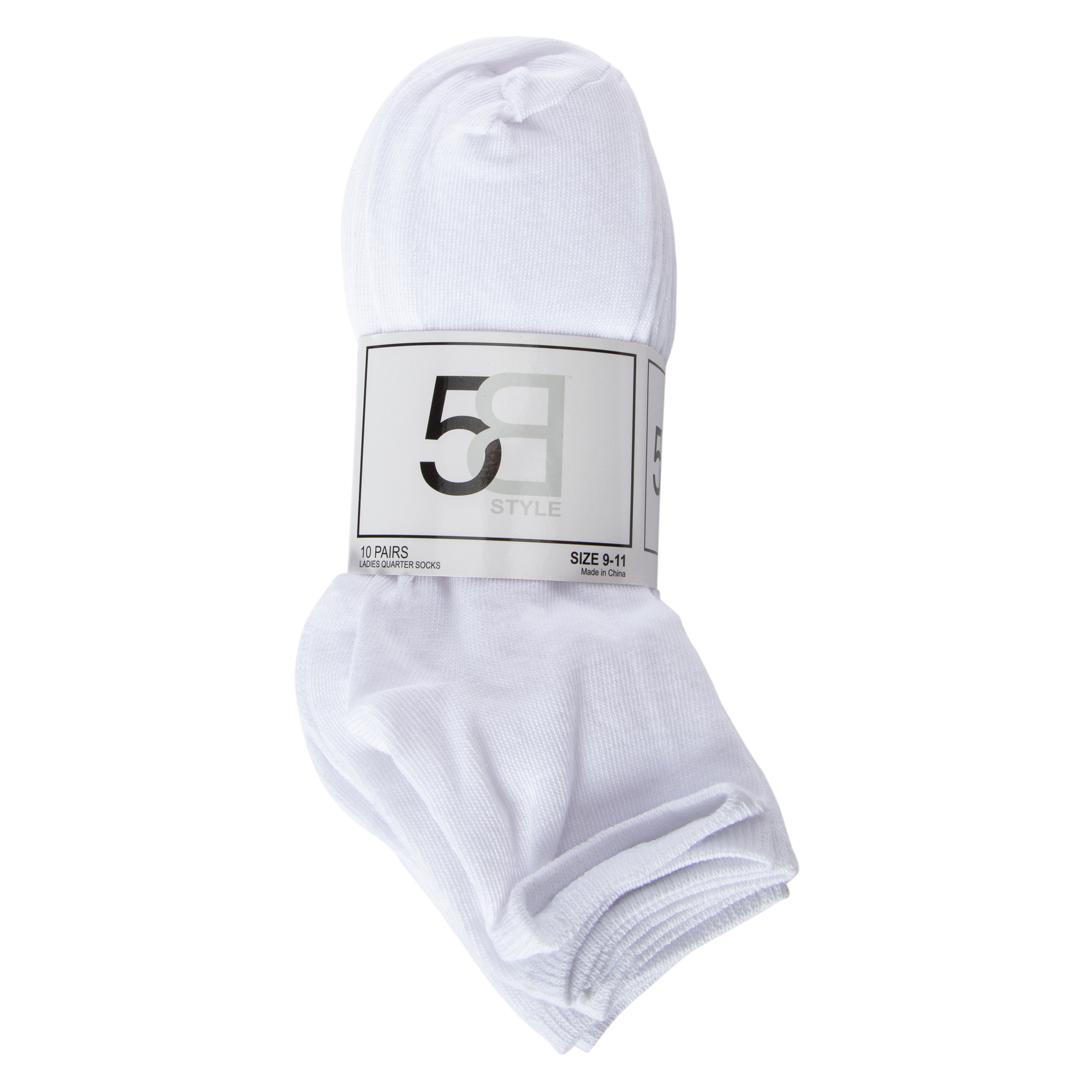 10-Pack Ladies Quarter Crew Socks - White