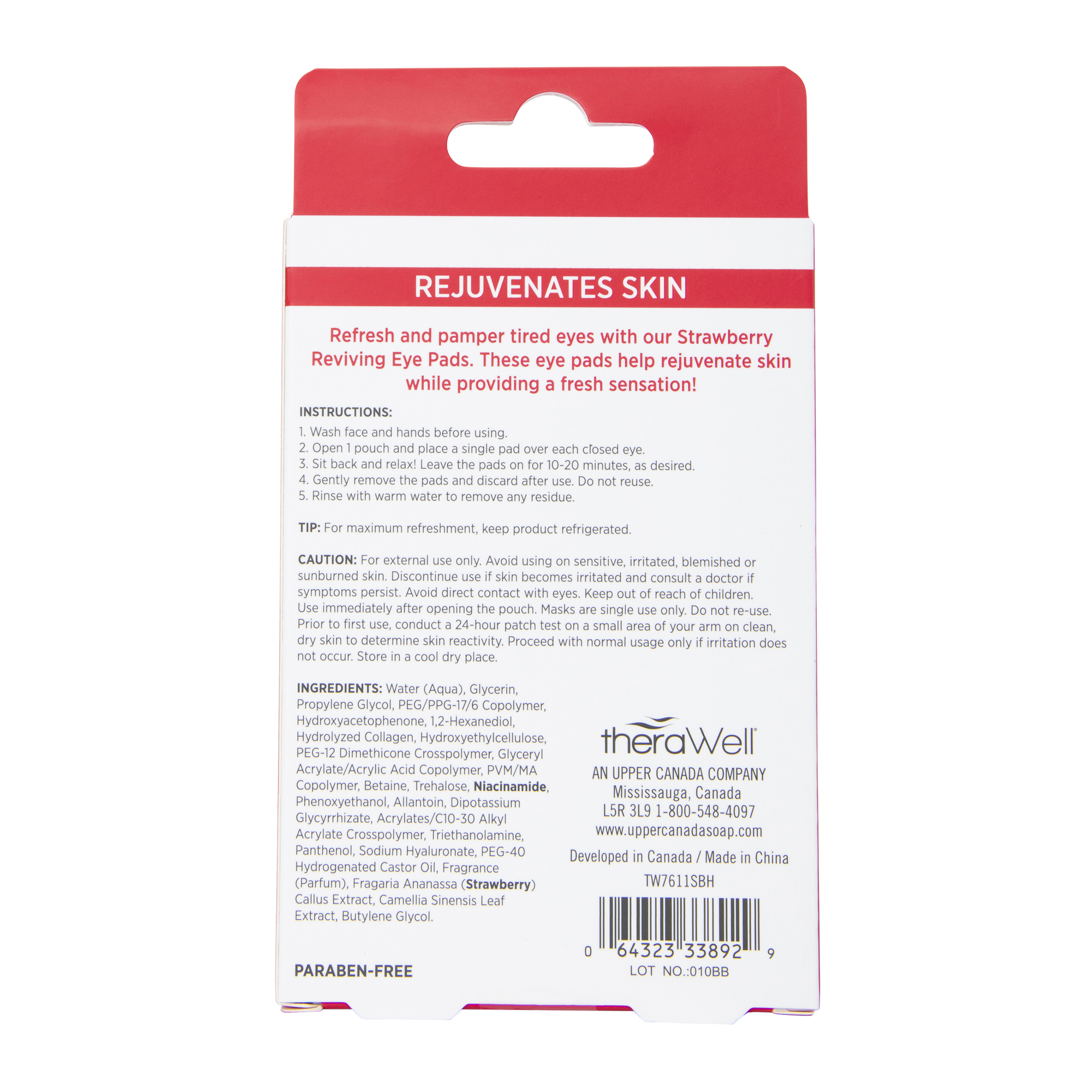Therawell™ Reviving Eye Pads, 5 Pairs - Strawberry