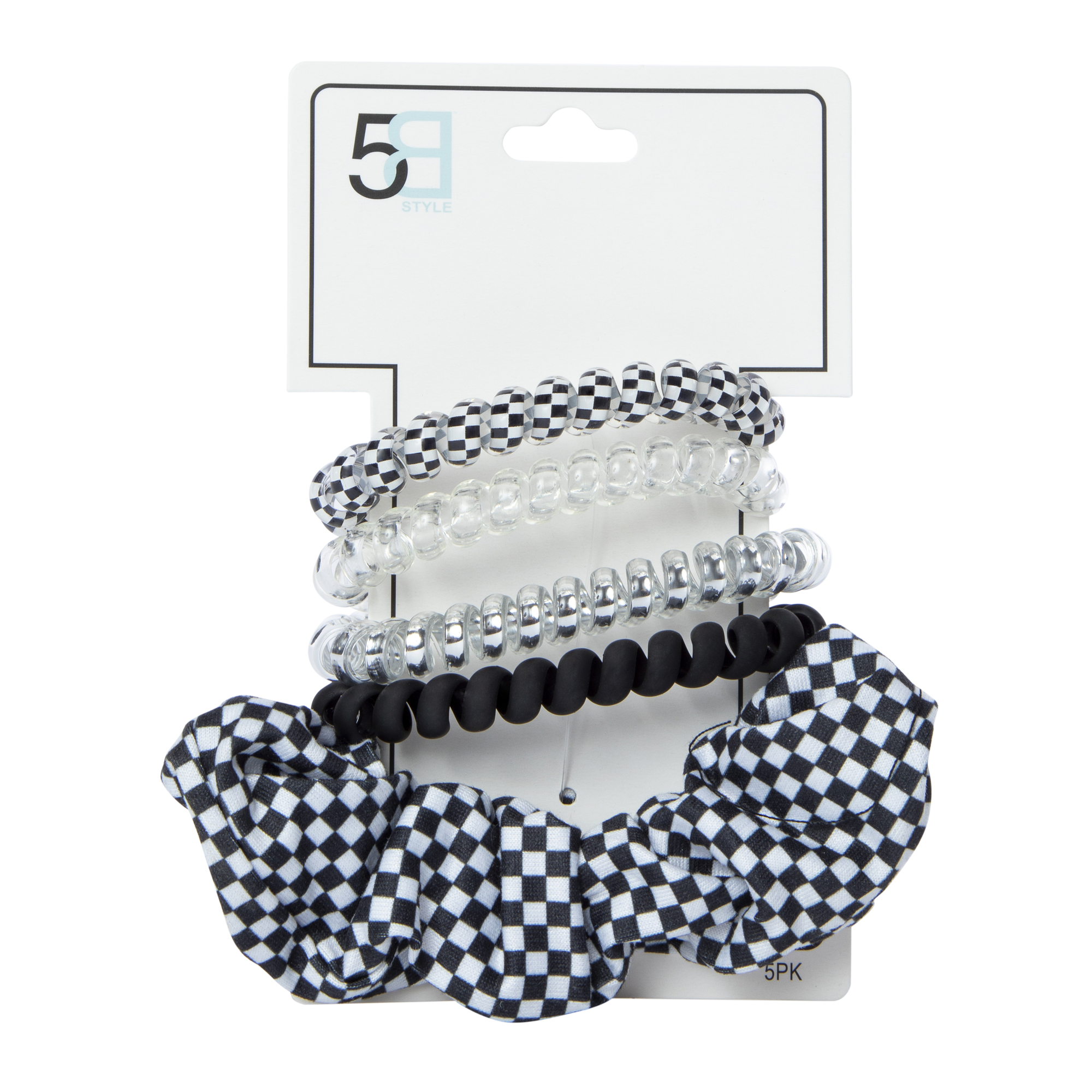 5-Count Checkered Hair Spirals & Scrunchie Set