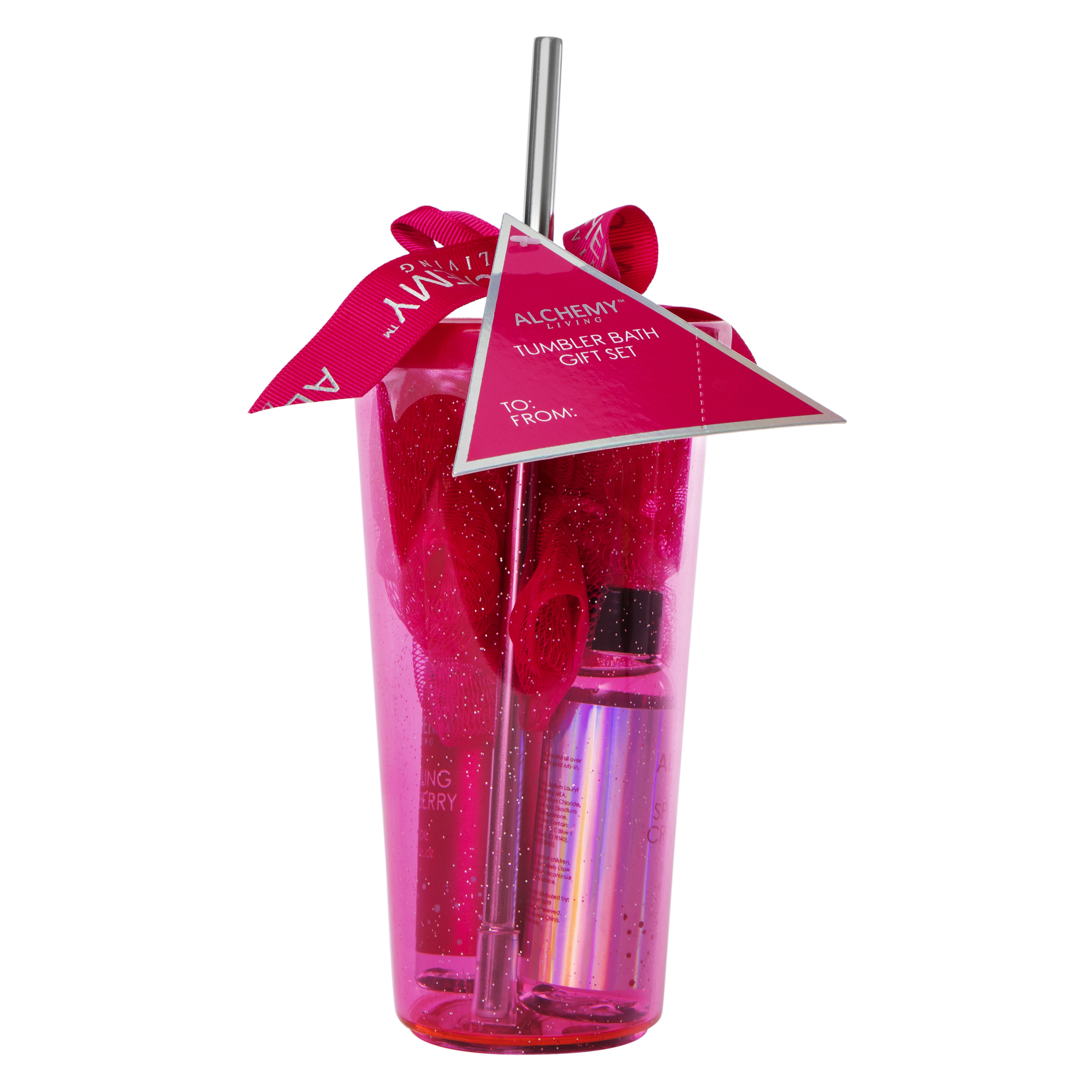 Tumbler & Bath Treats Gift Set - Hot Pink