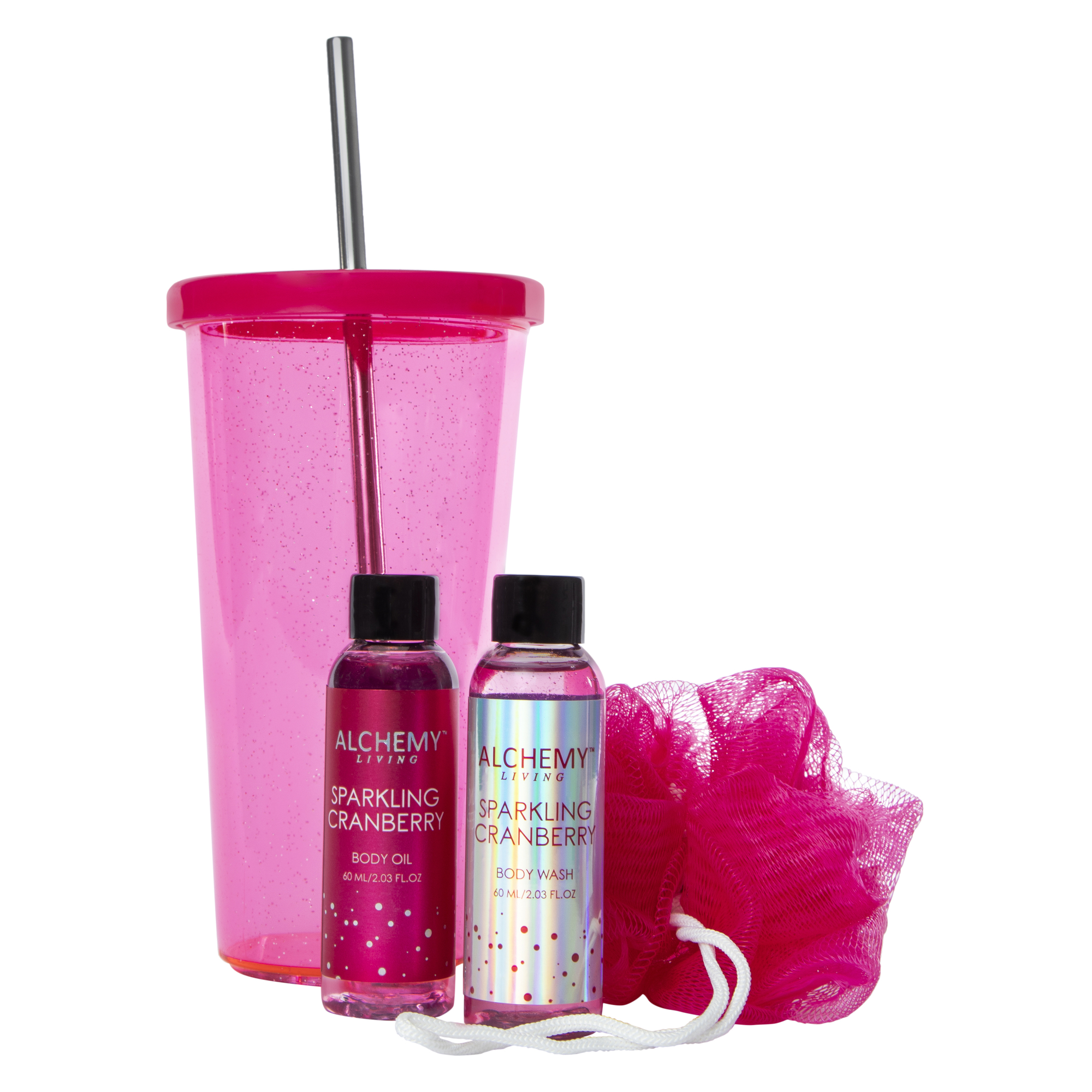 Tumbler & Bath Treats Gift Set - Hot Pink