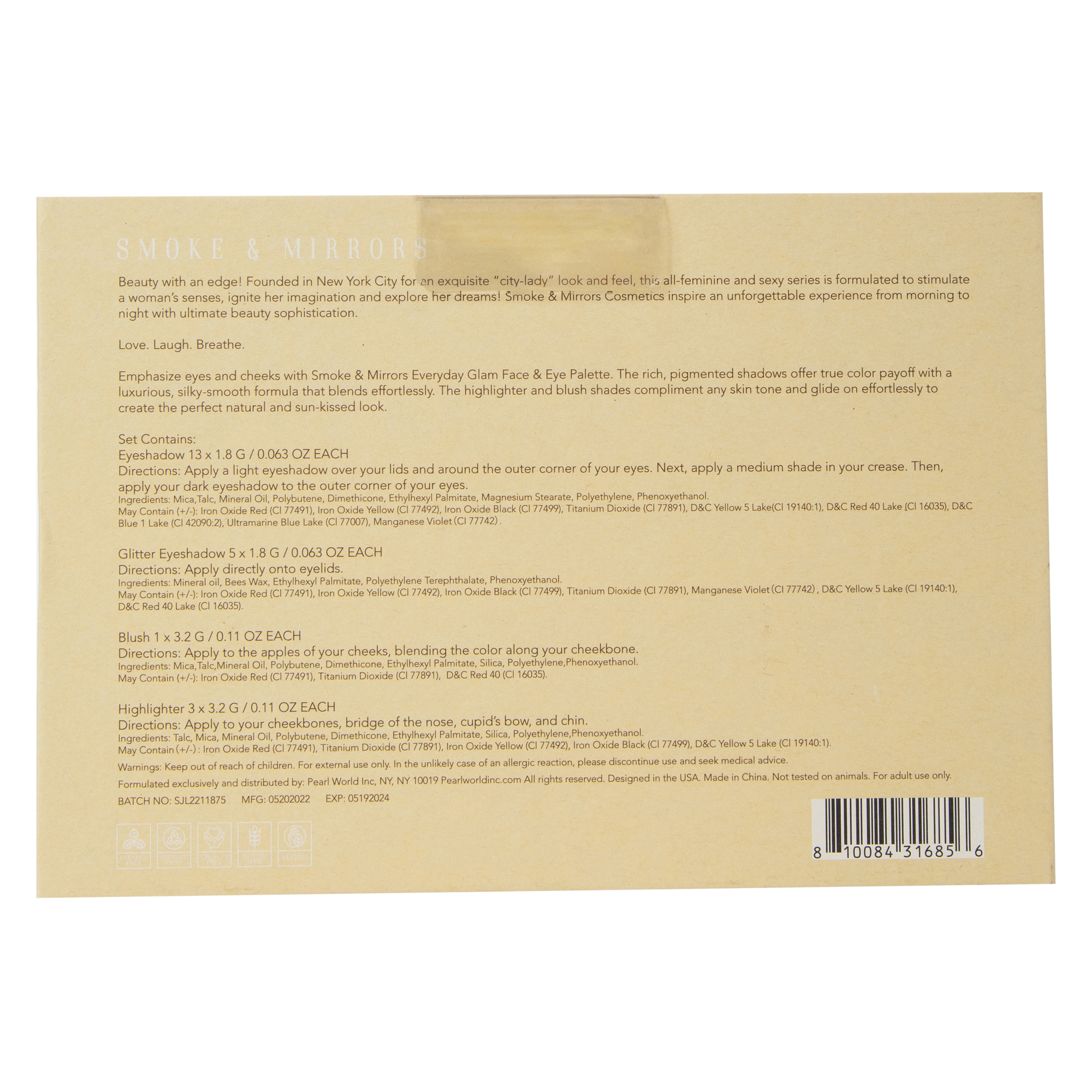 Smoke & Mirrors Clean Beauty Everyday Glam Face & Eye Palette 22-Piece