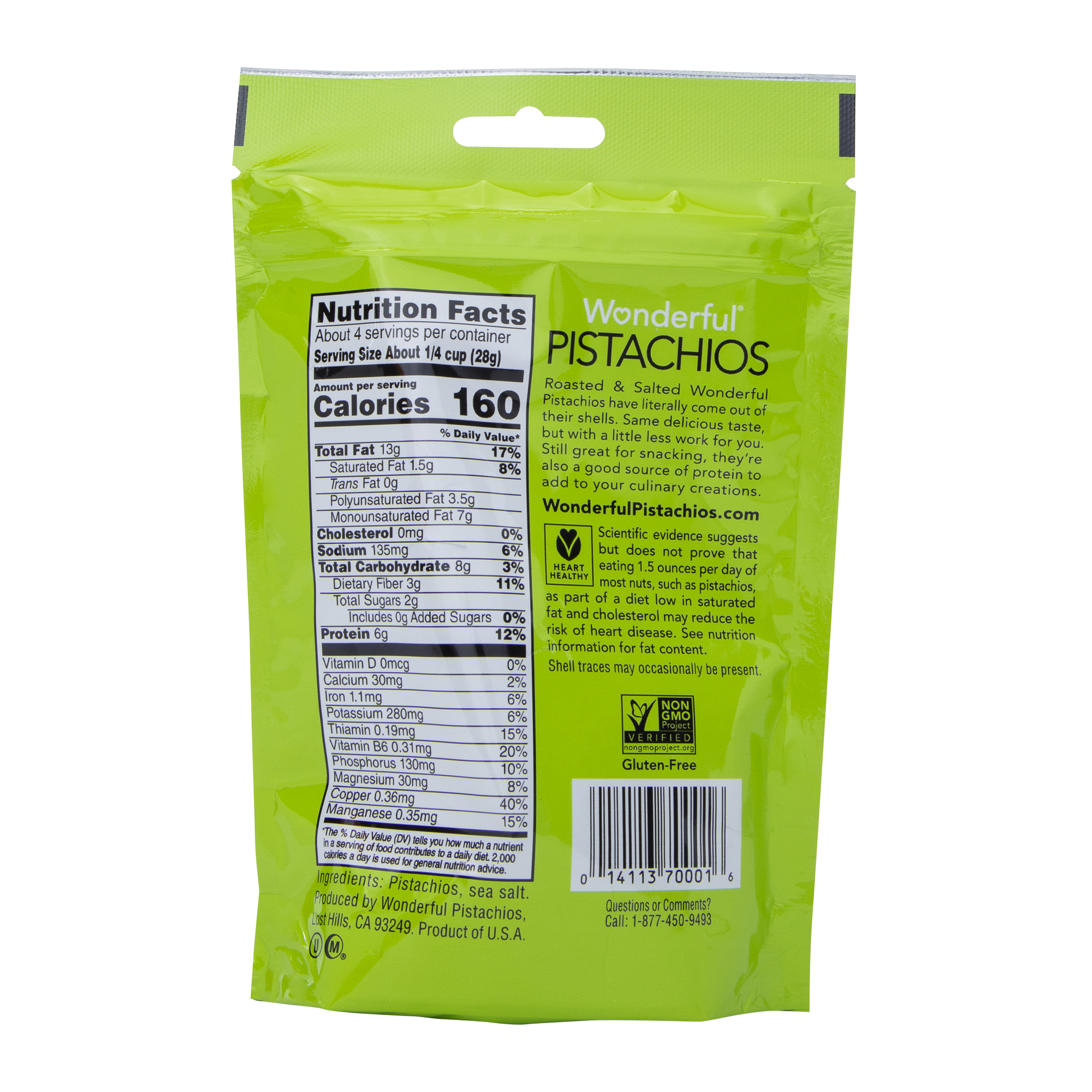 Wonderful® No Shells Roasted & Salted Pistachios 4oz