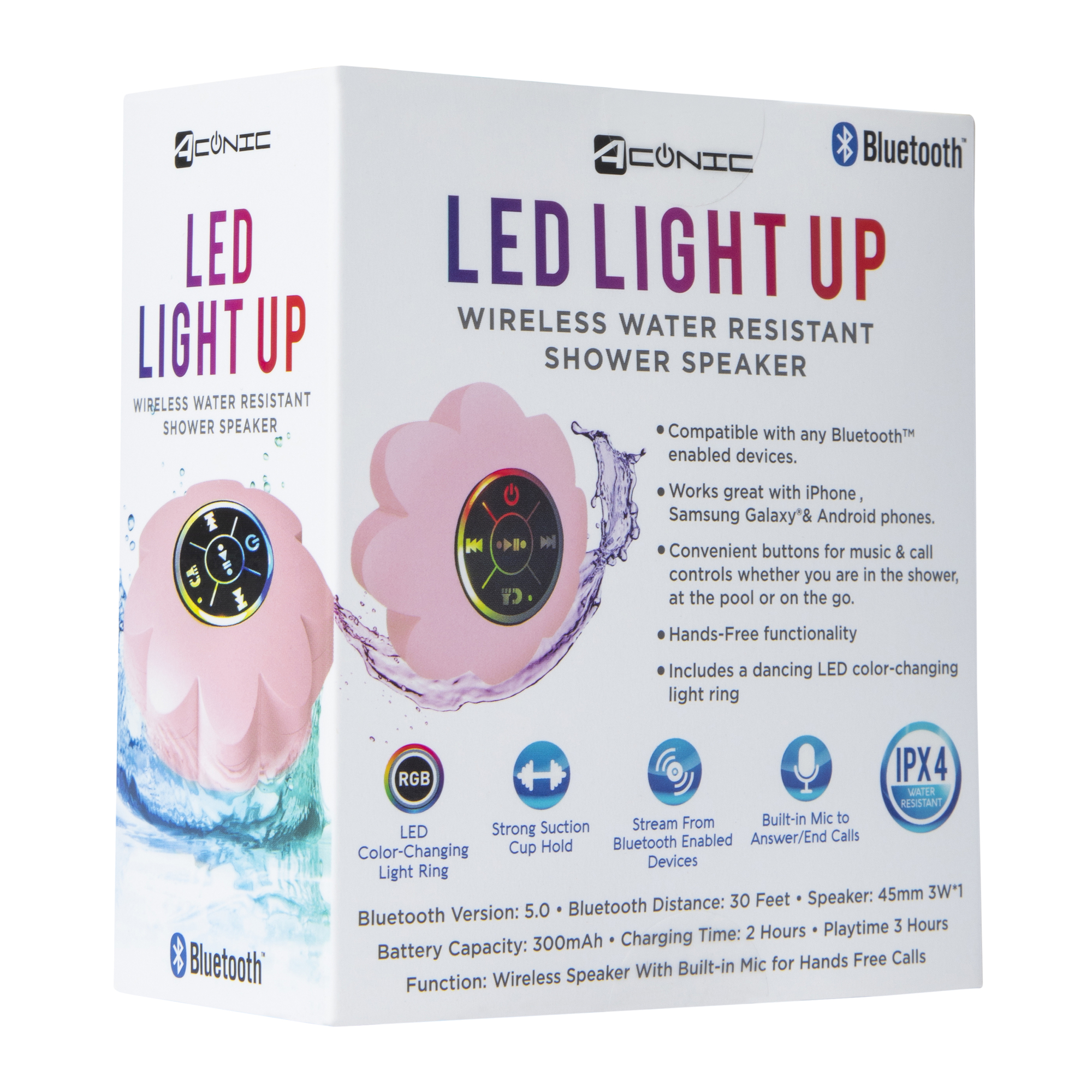 Wireless Bluetooth® LED Light Up Flower Shower Speaker