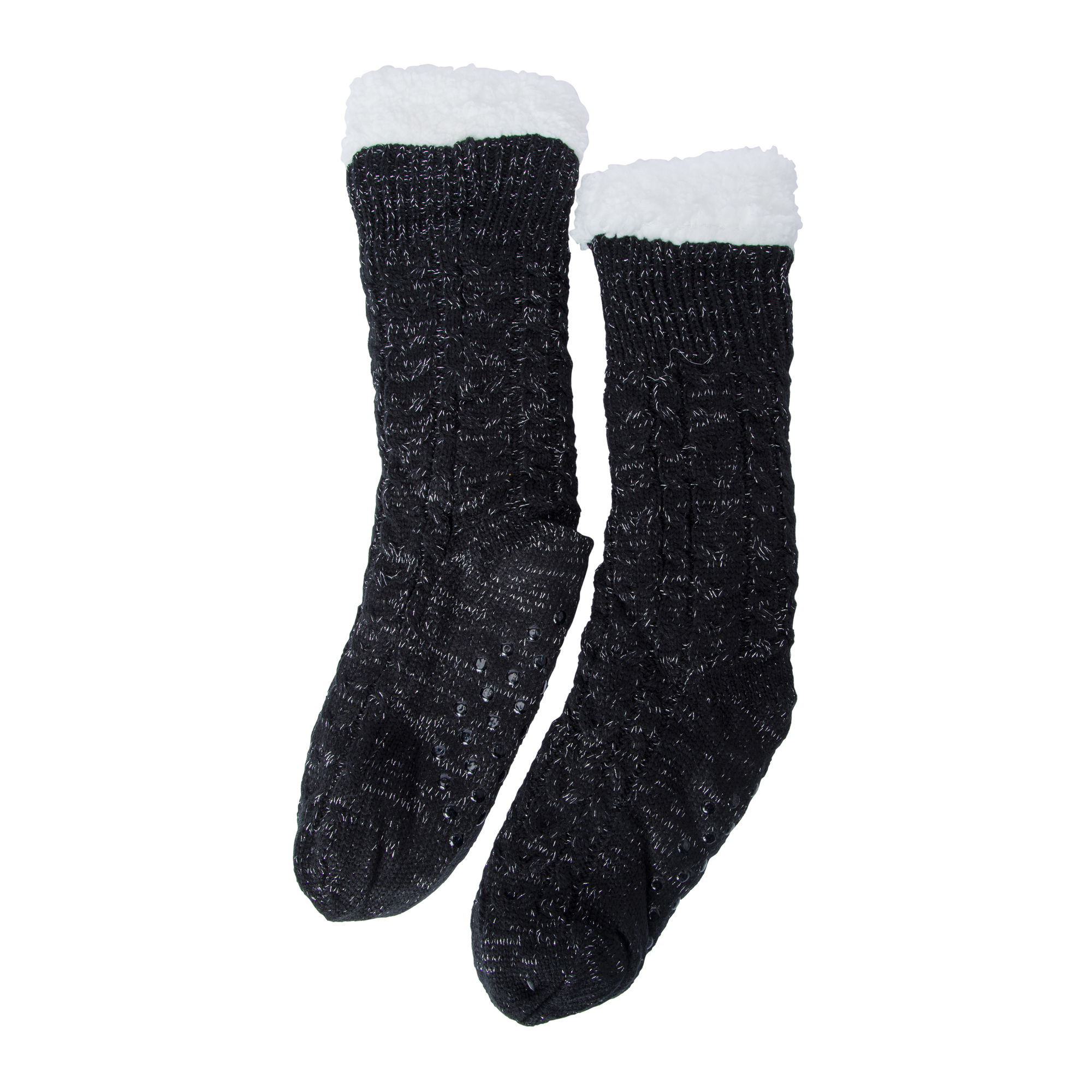 Ladies Knit Faux Fur Cabin Socks