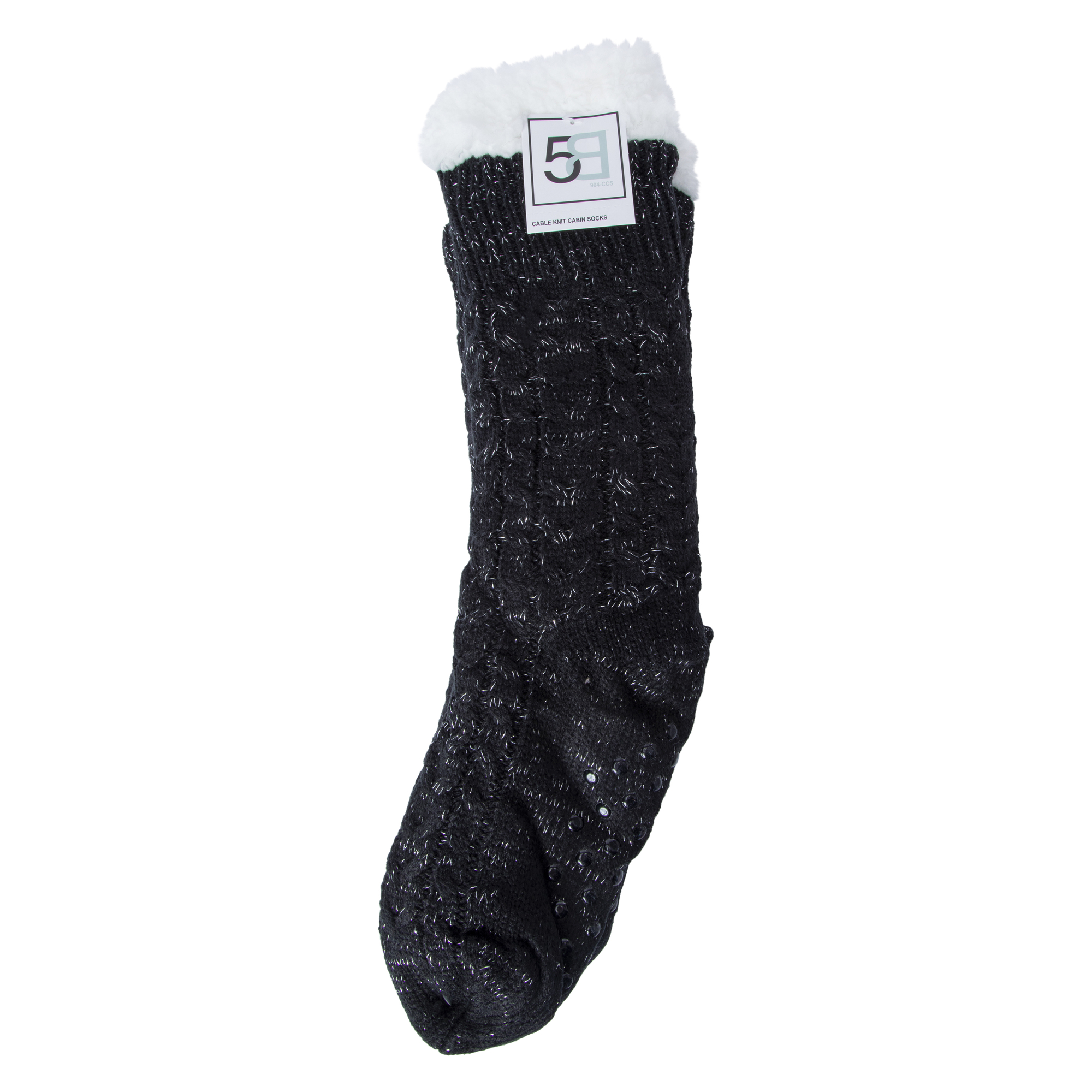 Ladies Knit Faux Fur Cabin Socks