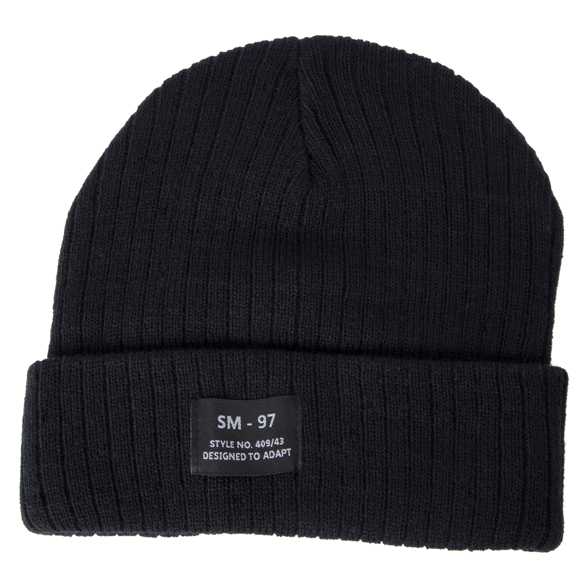 Lightweight Rib Knit Cuff Beanie With Patch
