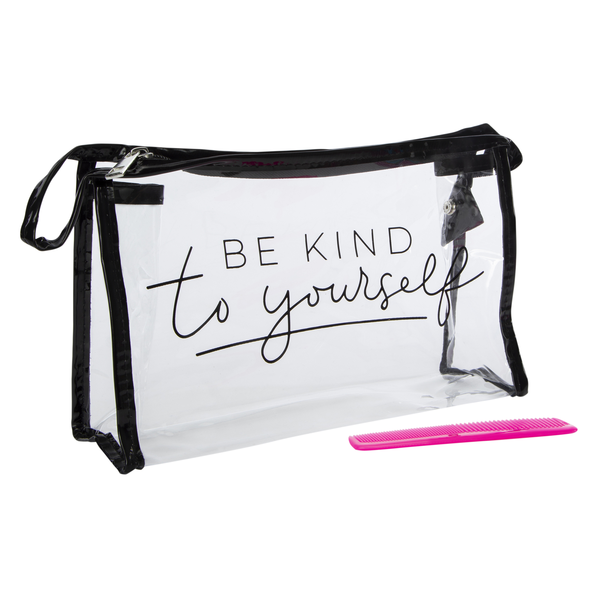 Hair Comb & Clear Color Makeup Bag Set 11.4in x 6.7in