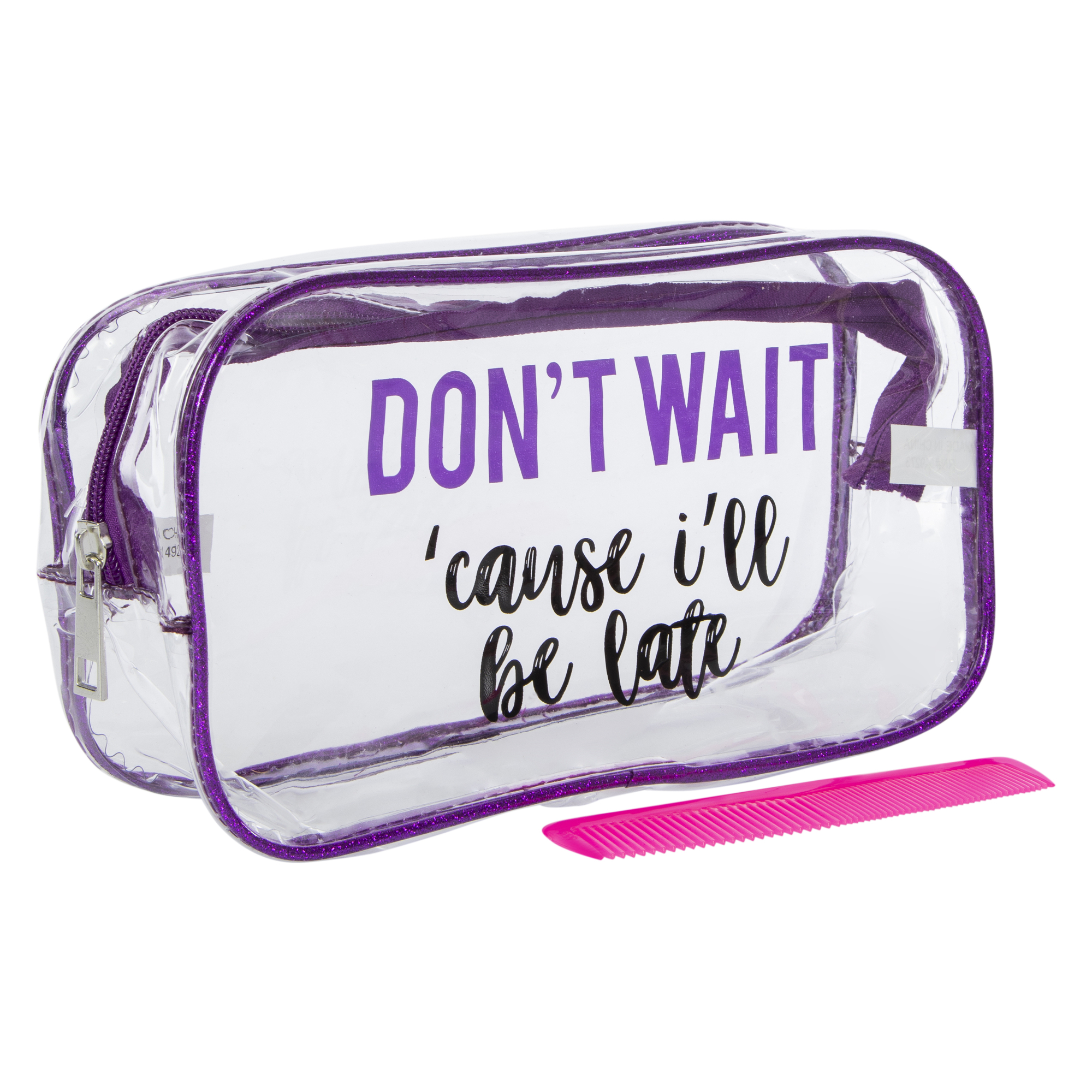 Hair Comb & Clear Makeup Bag Set 11.4in x 6.7in