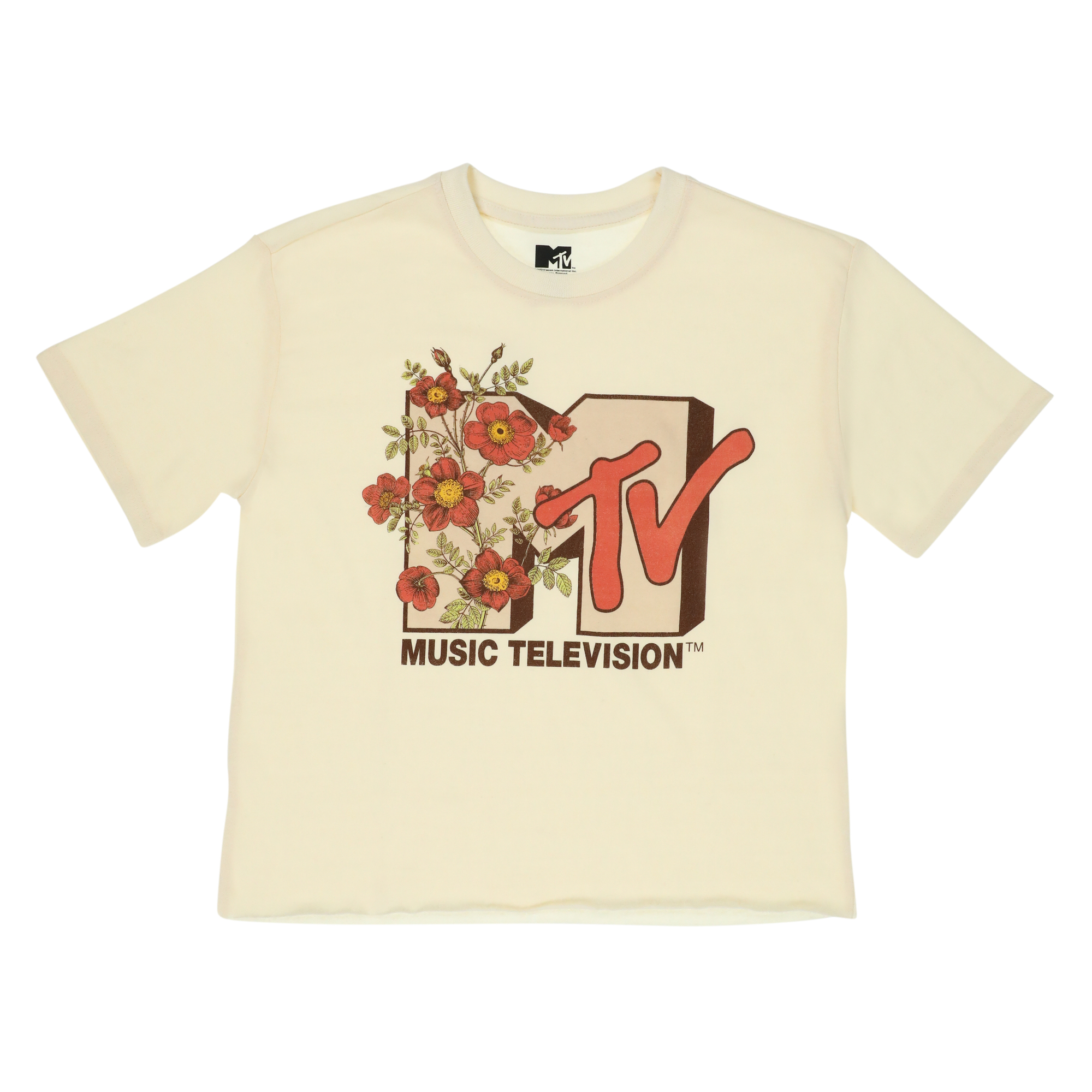Cropped Floral Mtv™ Logo Graphic Tee