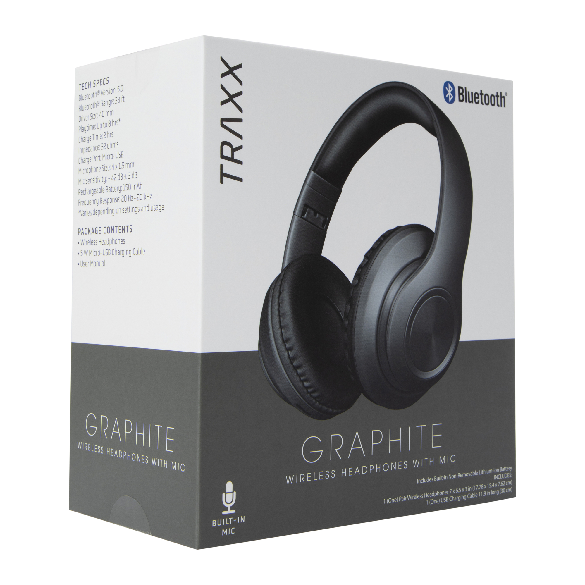 Traxx Graphite Bluetooth® Wireless Headphones With Mic at Hamilton