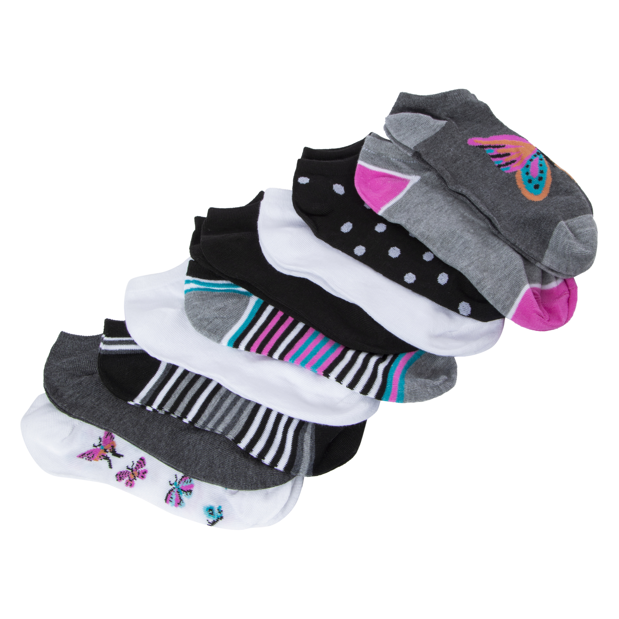 10-Pack Ladies Low-Cut Socks - Butterflies