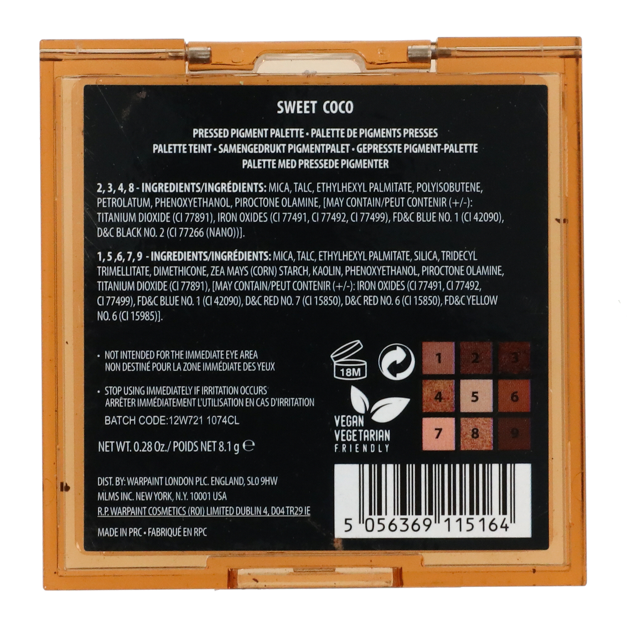 W7® Sweet Coco Pressed Pigment Palette