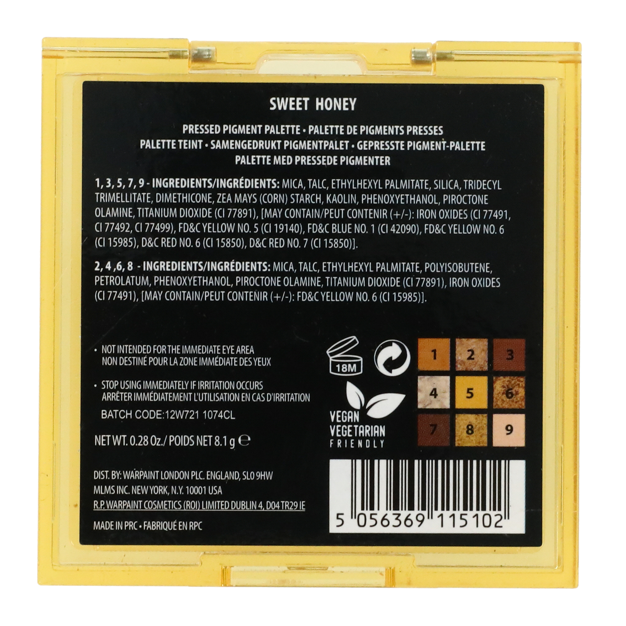 W7® Sweet Honey Pressed Pigment Palette