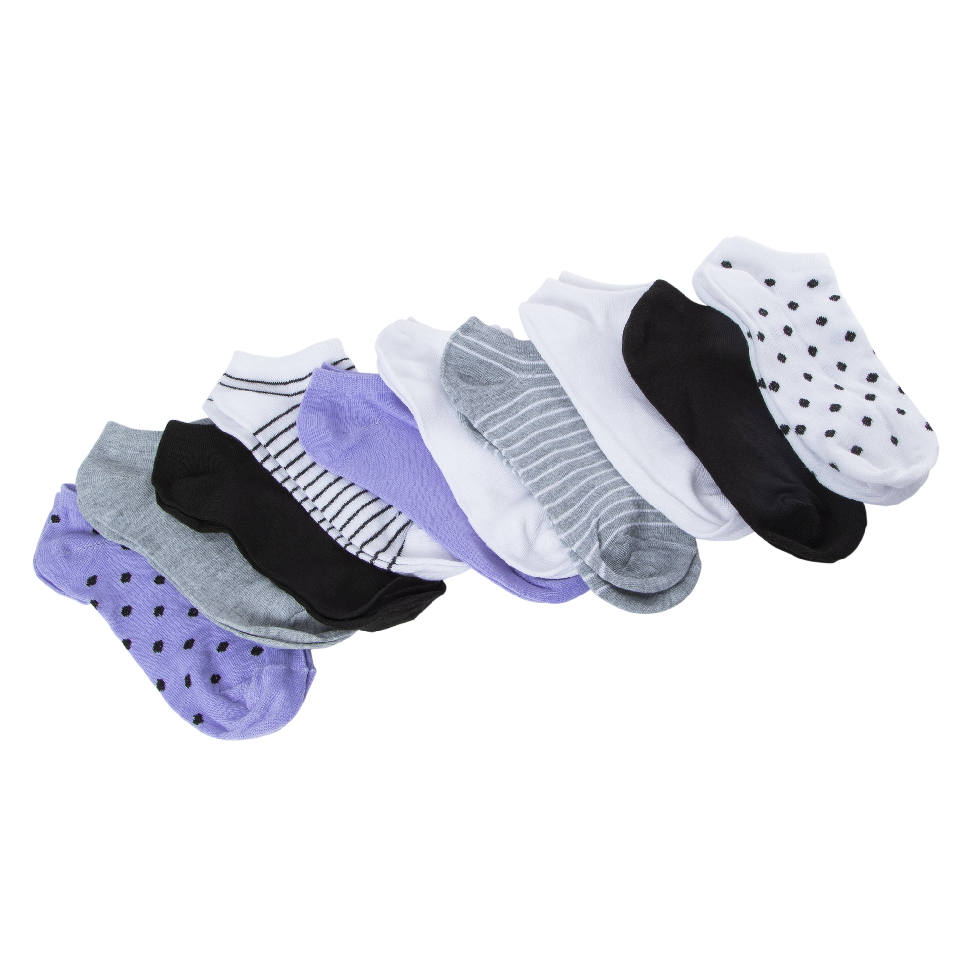10-Pack Ladies Low-Cut Socks - Polka Dots