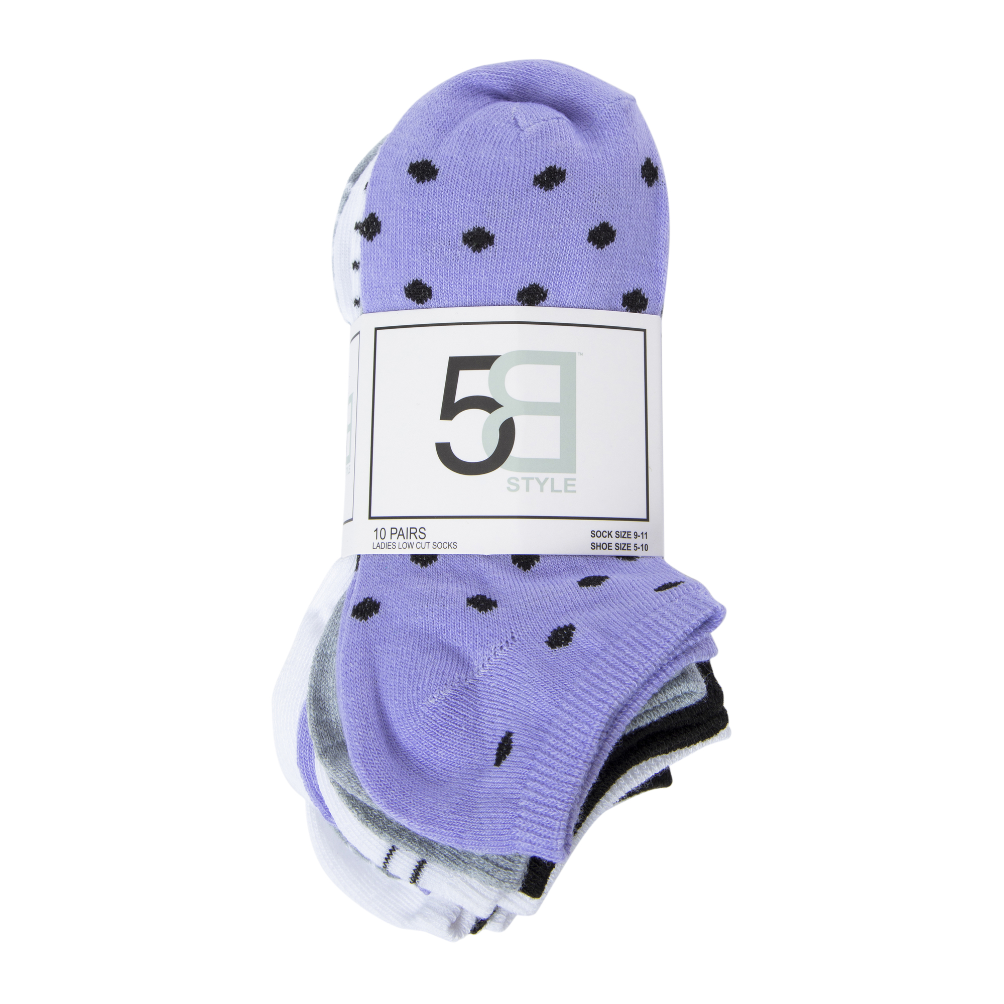 10-Pack Ladies Low-Cut Socks - Polka Dots