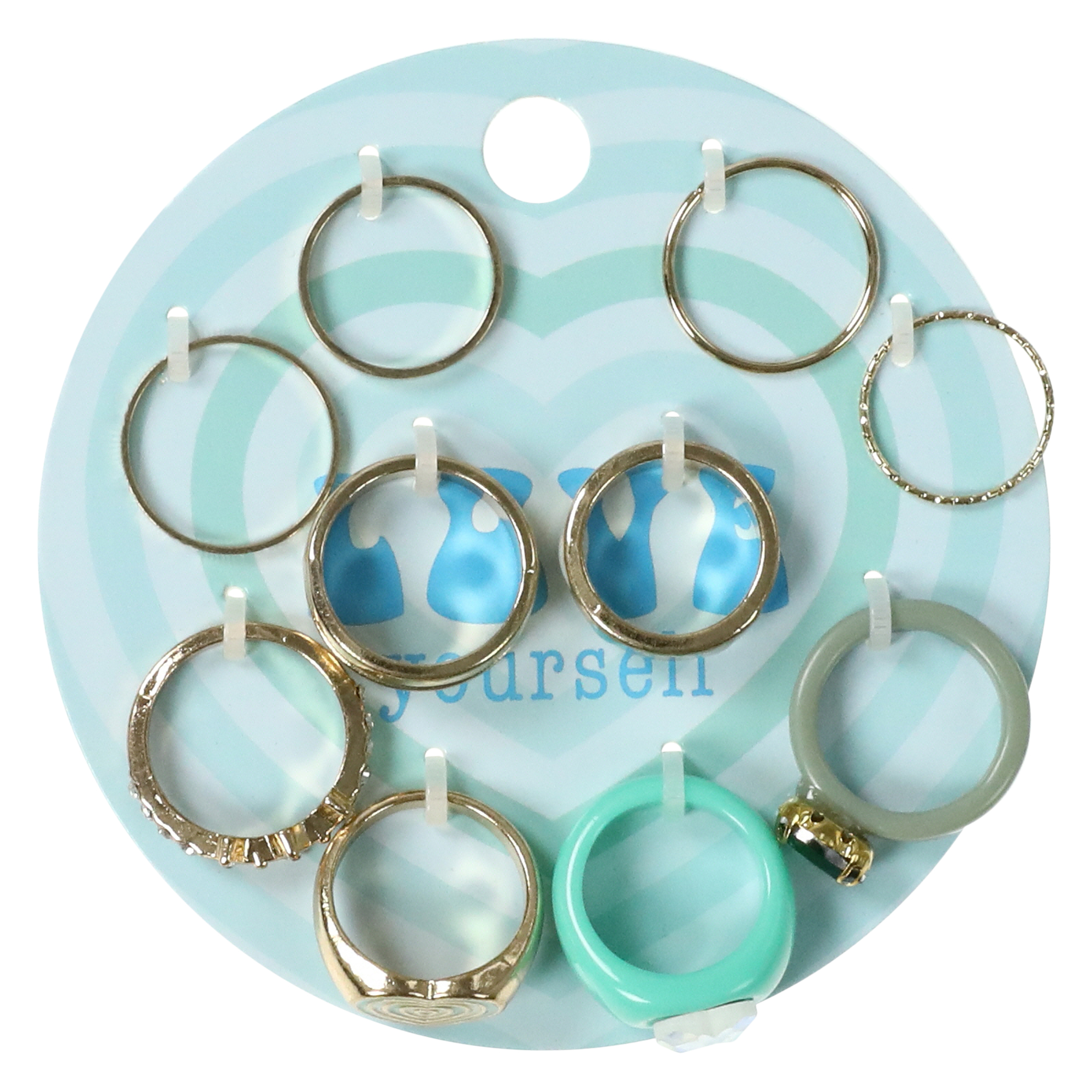 10-Pack 'Love Yourself' Gold & Acrylic Rings