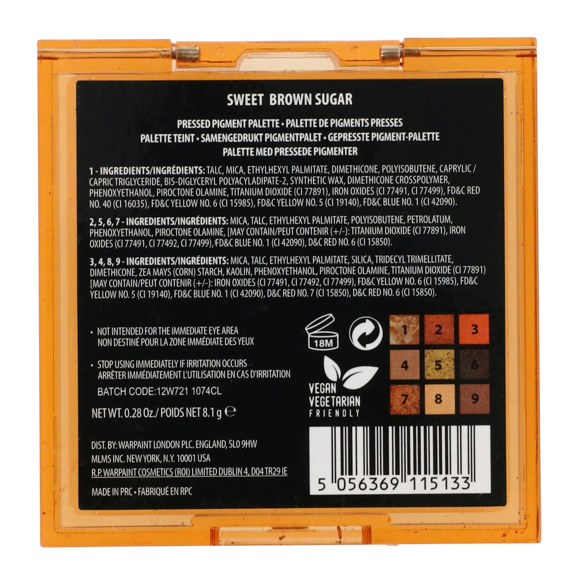 W7® Sweet Brown Sugar Pressed Pigment Palette