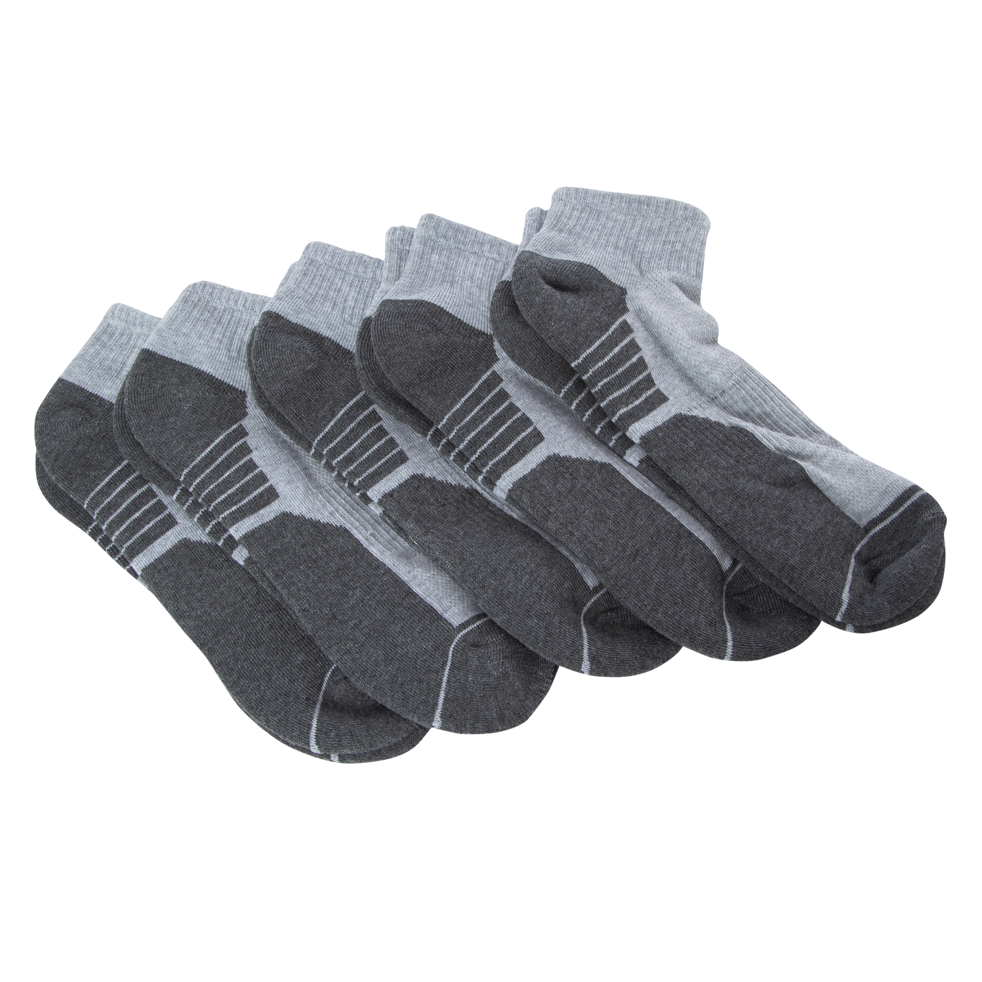 5-Pack Series-8 Fitness™ Men's Quarter Crew Socks - Gray, Dark Gray