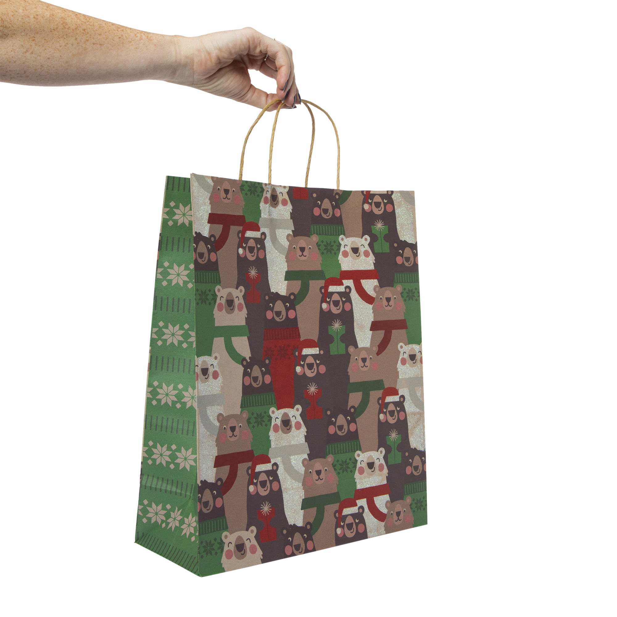 Xl Holiday Kraft Gift Bags 3-Pack