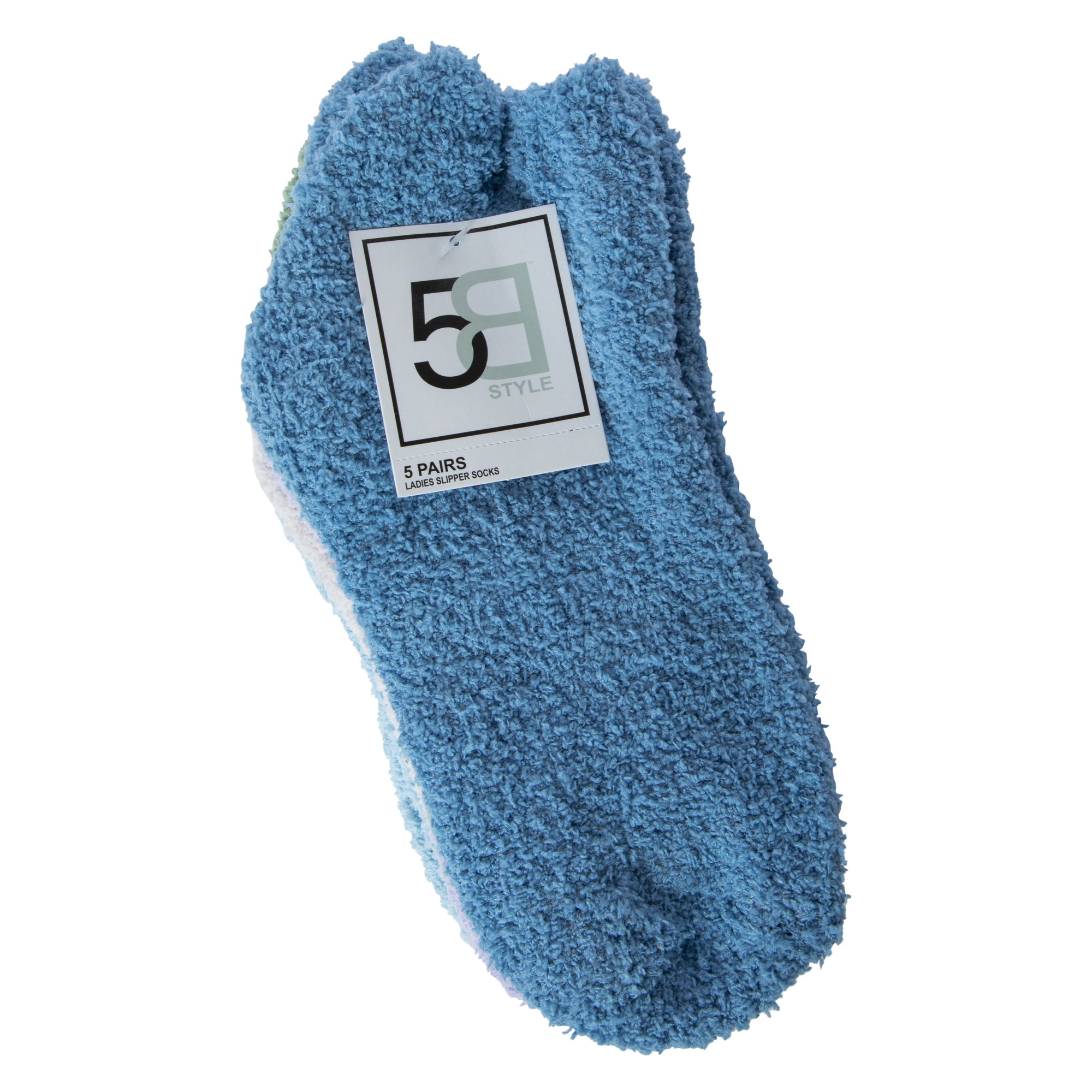 5-Pack Ladies Fuzzy Quarter Crew Socks