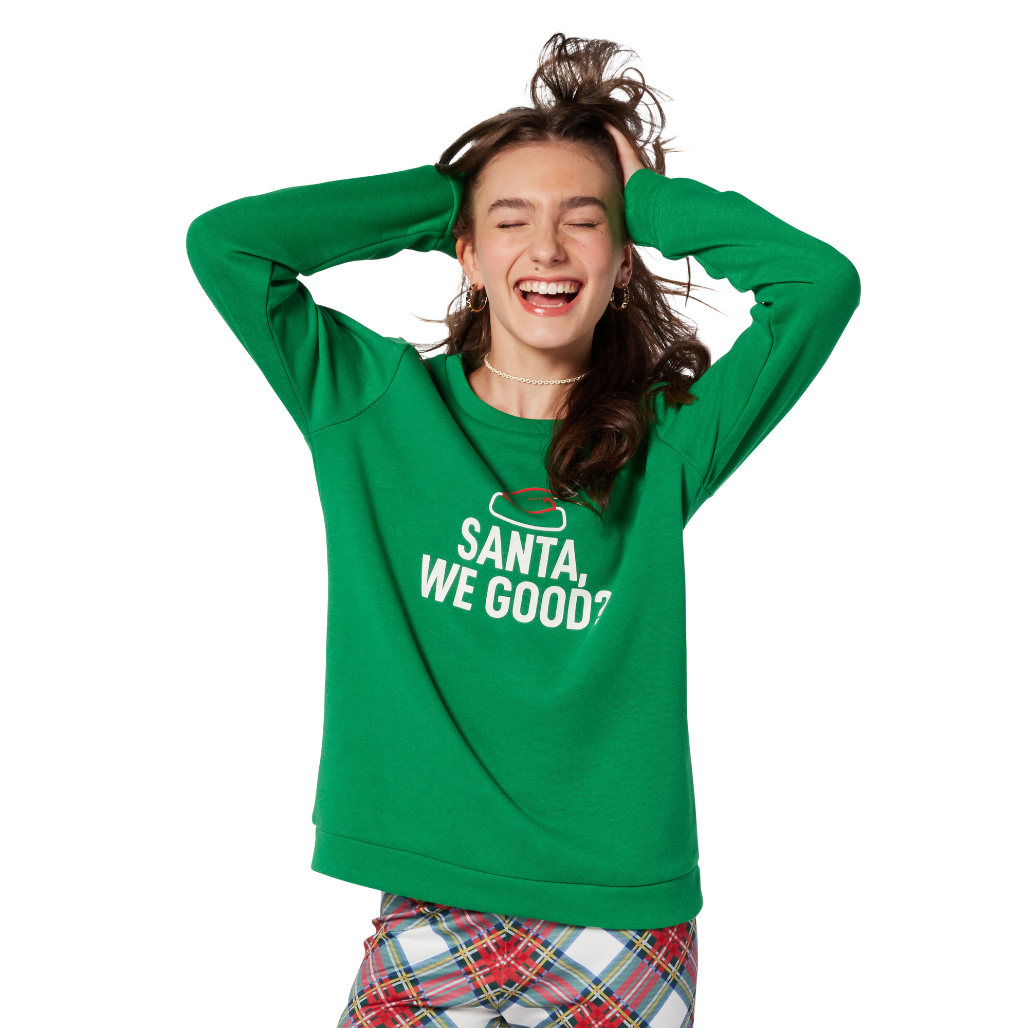 Juniors Holiday Sweatshirt – ‘Santa, We Good?’