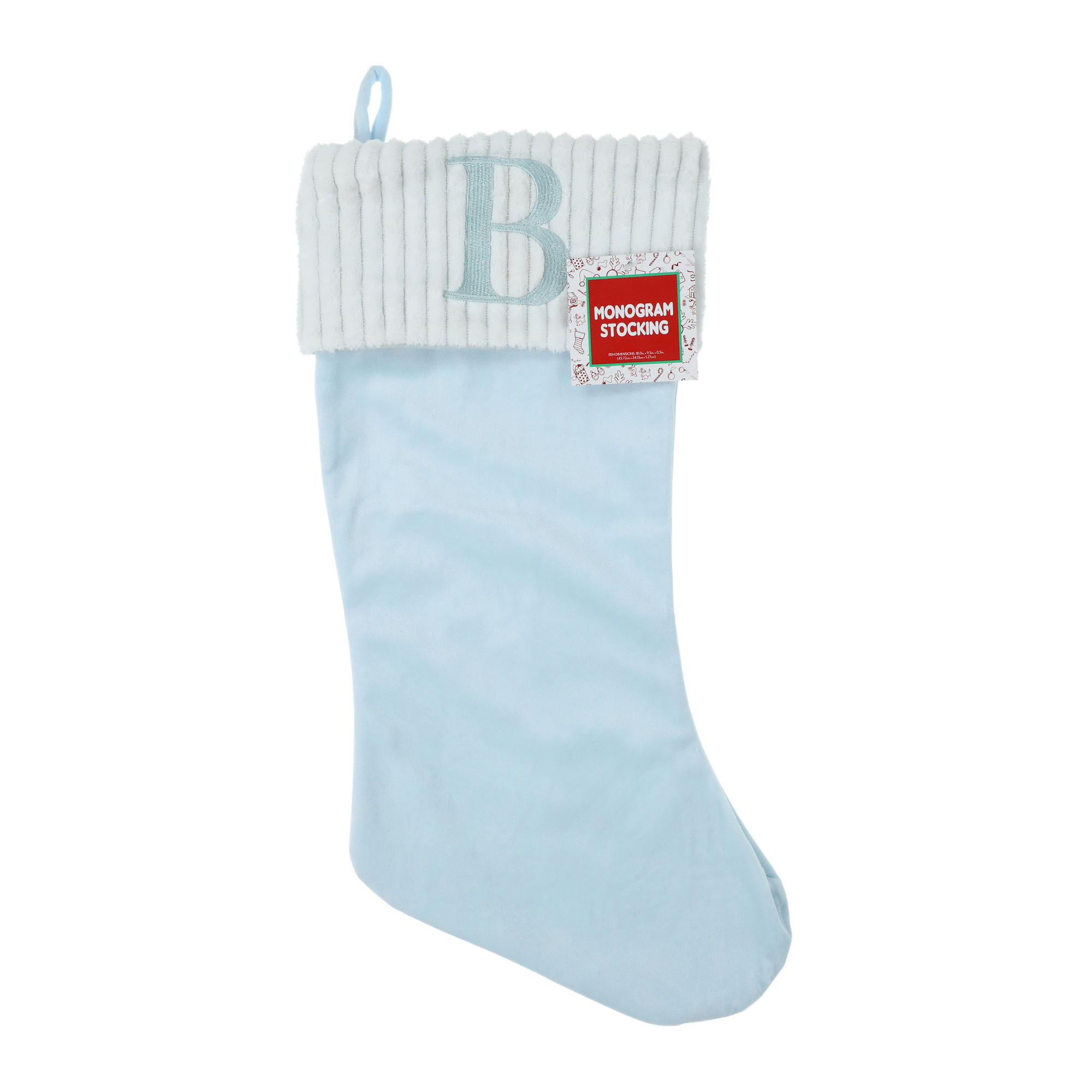 Blue Monogram Christmas Stocking