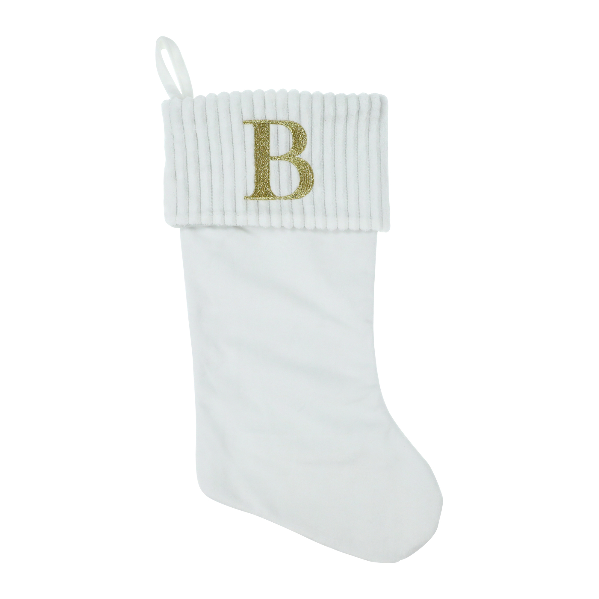 Cream Monogram Christmas Stocking