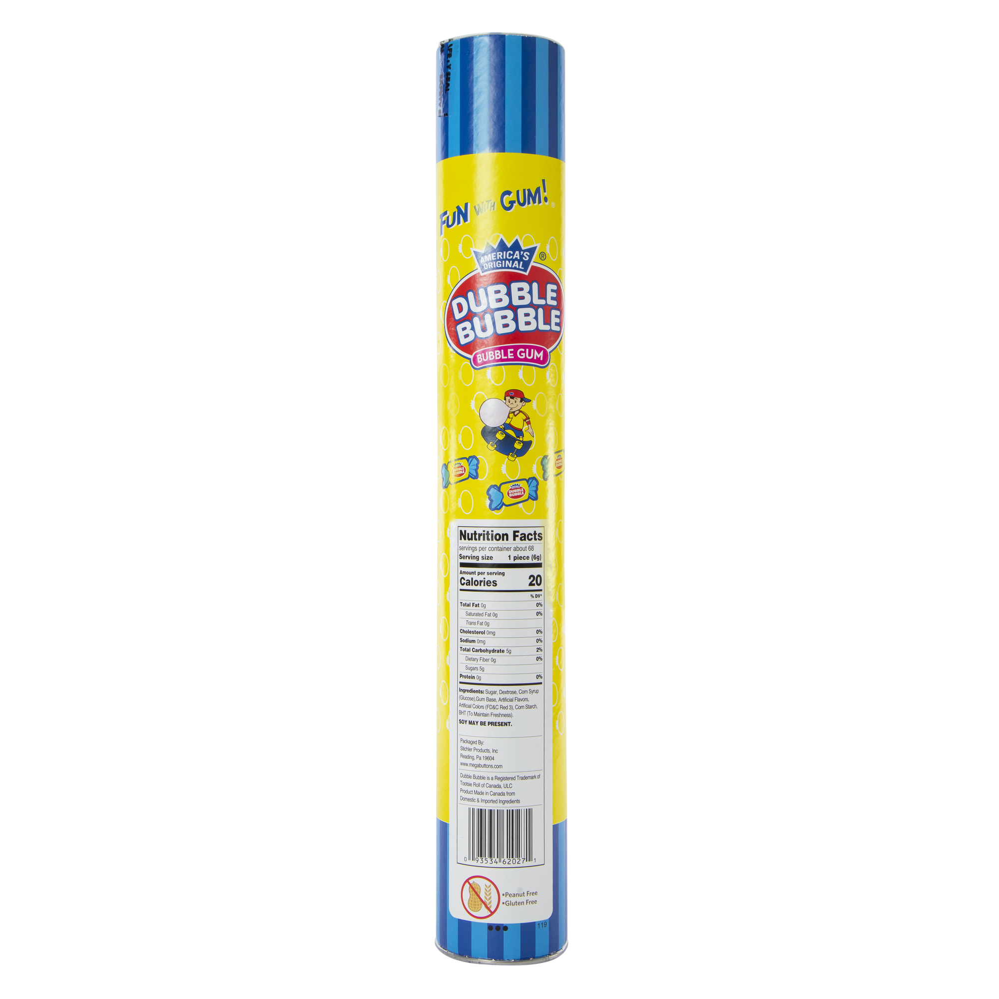 America's Original Dubble Bubble® Bubble Gum Mega Candy Tube 18in