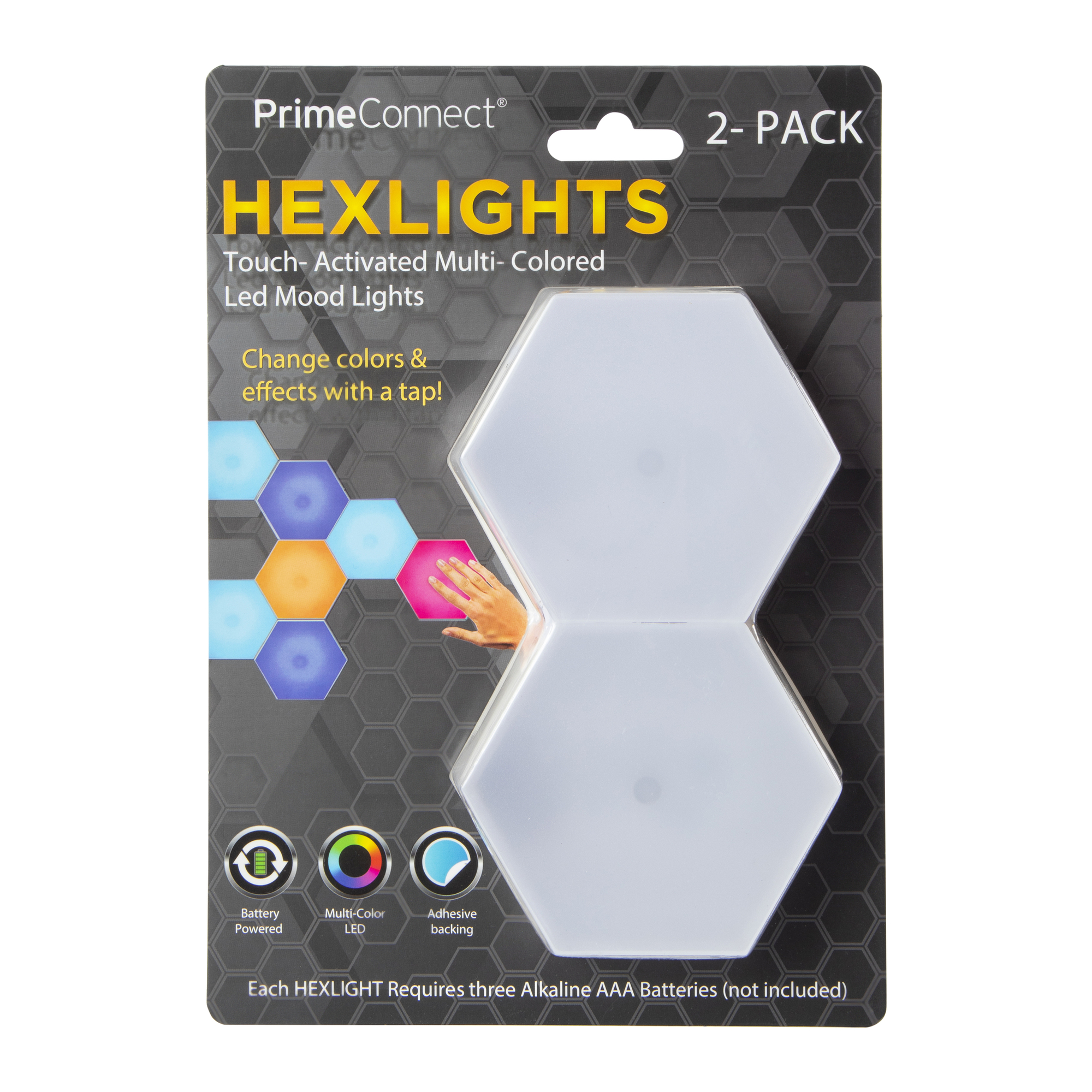 Hexlites Multicolor Touch-Activated LED Mood Lights 2-Pack