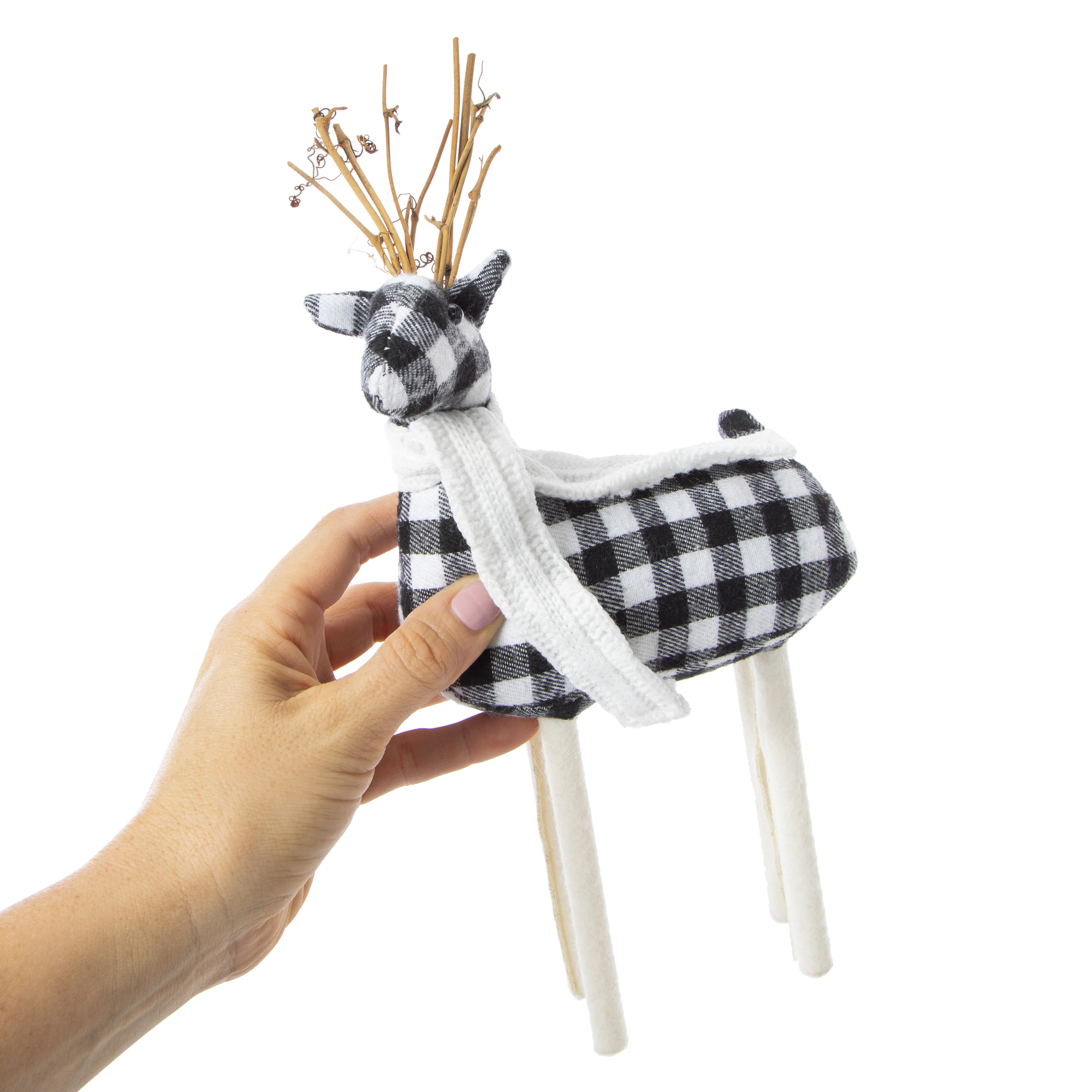 Standing Plaid Reindeer Decor 12in