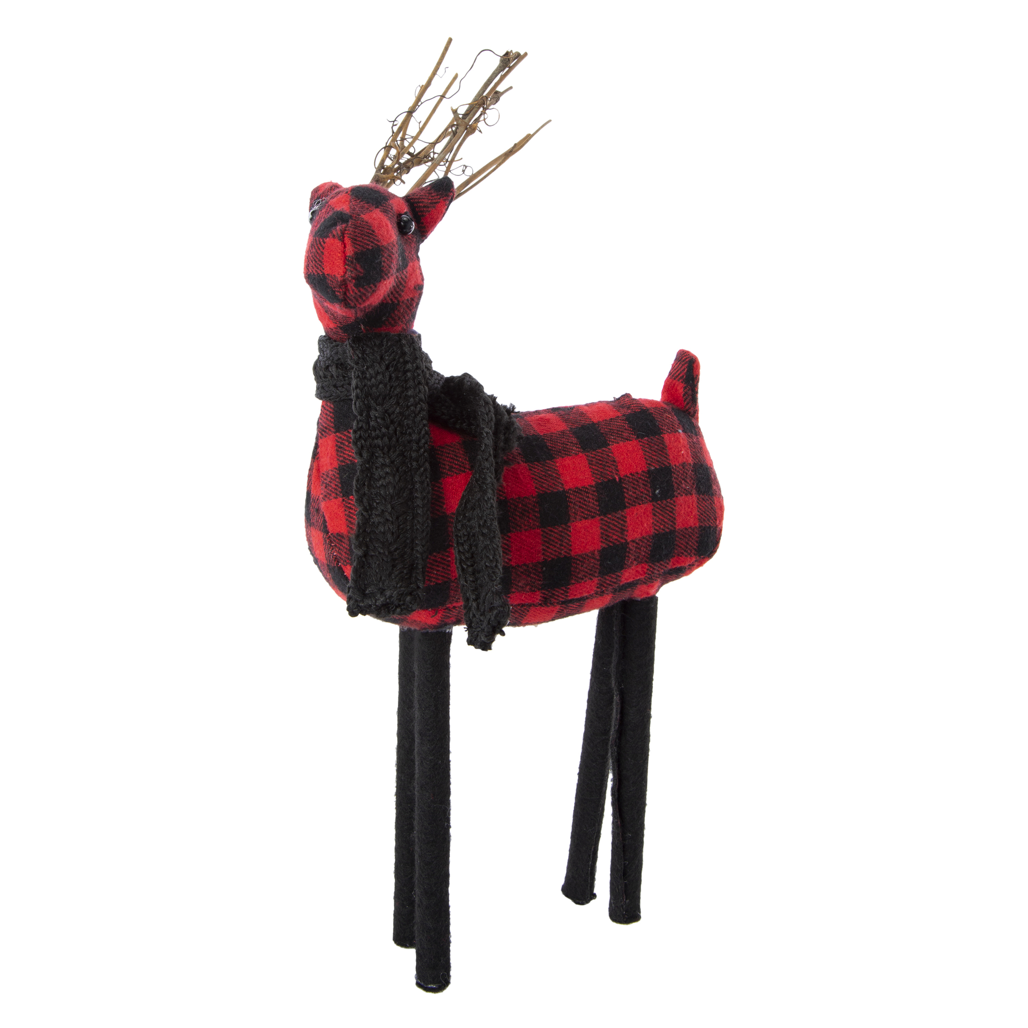 Standing Plaid Reindeer Decor 12in