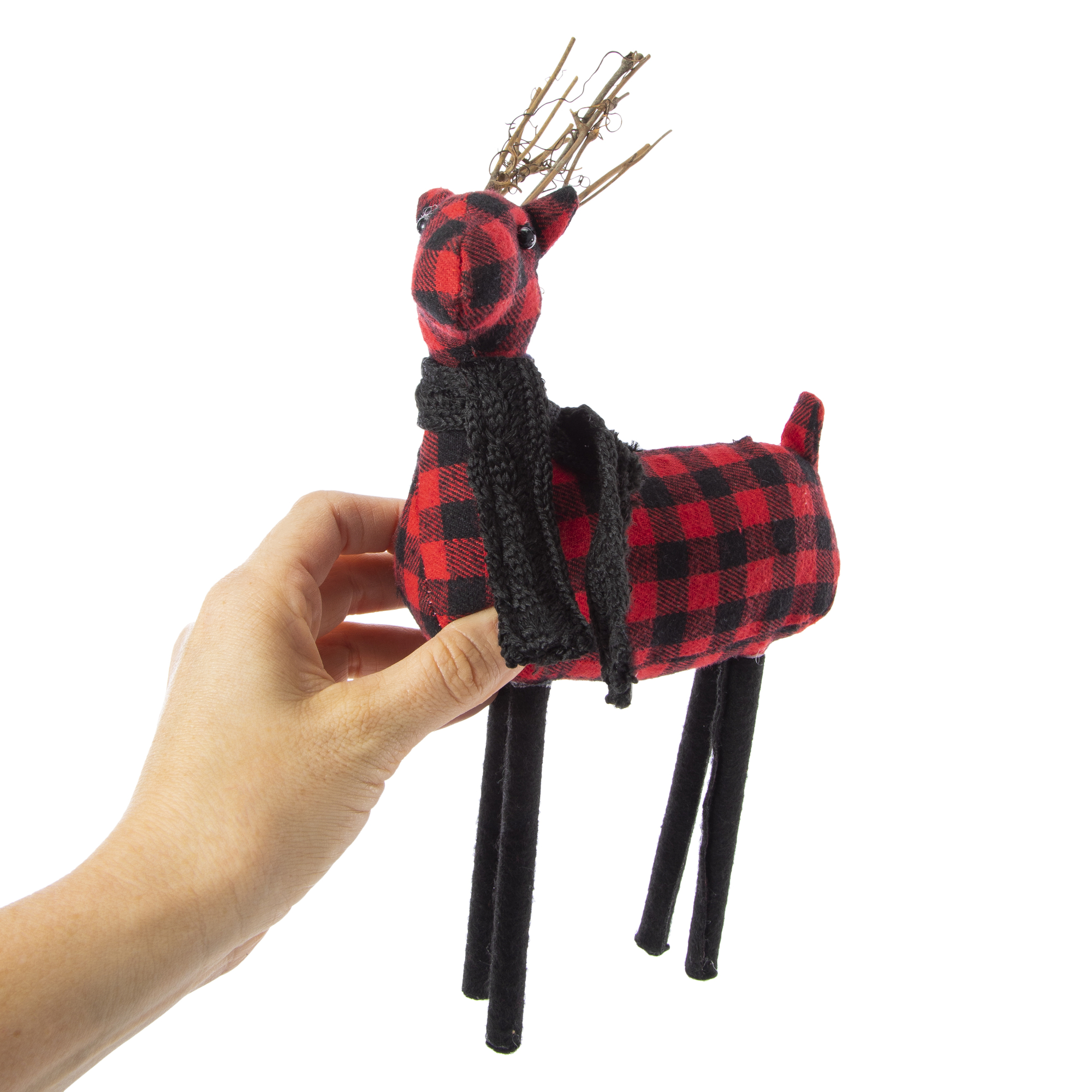 Standing Plaid Reindeer Decor 12in