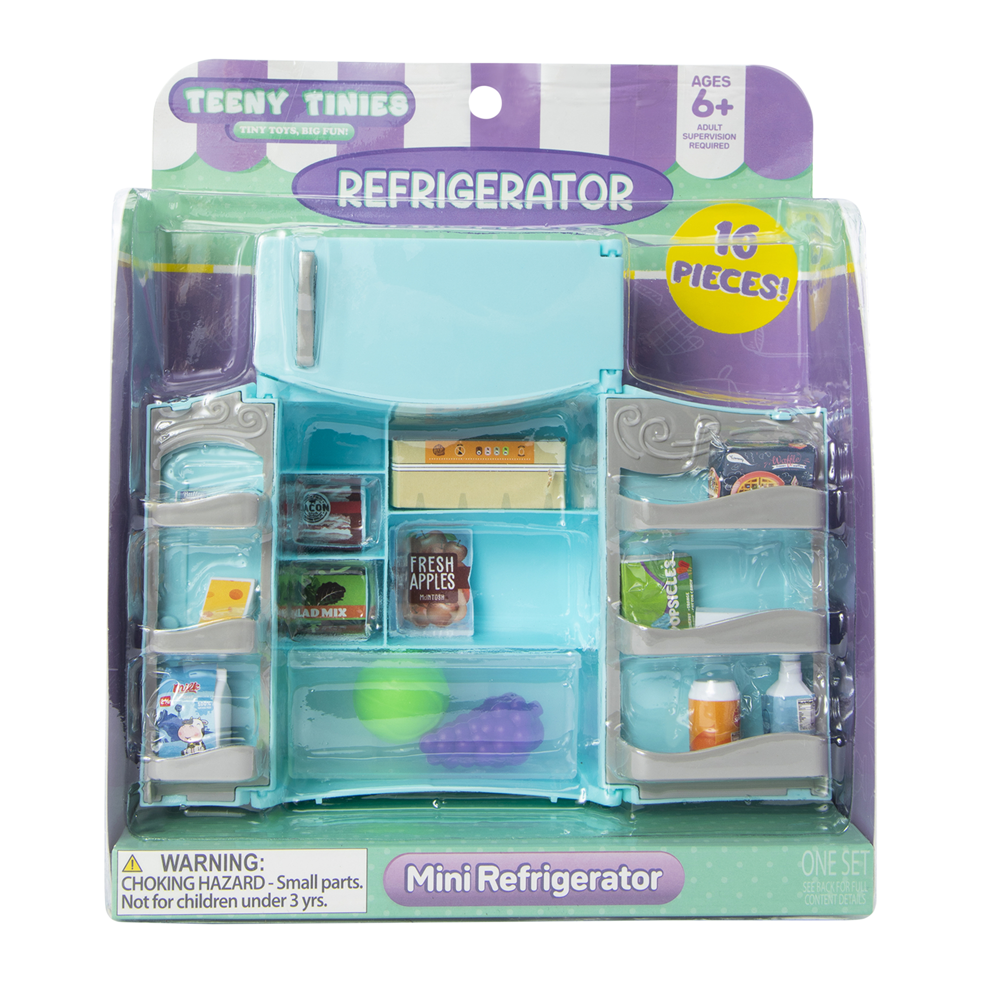 Mini Refrigerator & Food Toy Set 16-Pieces