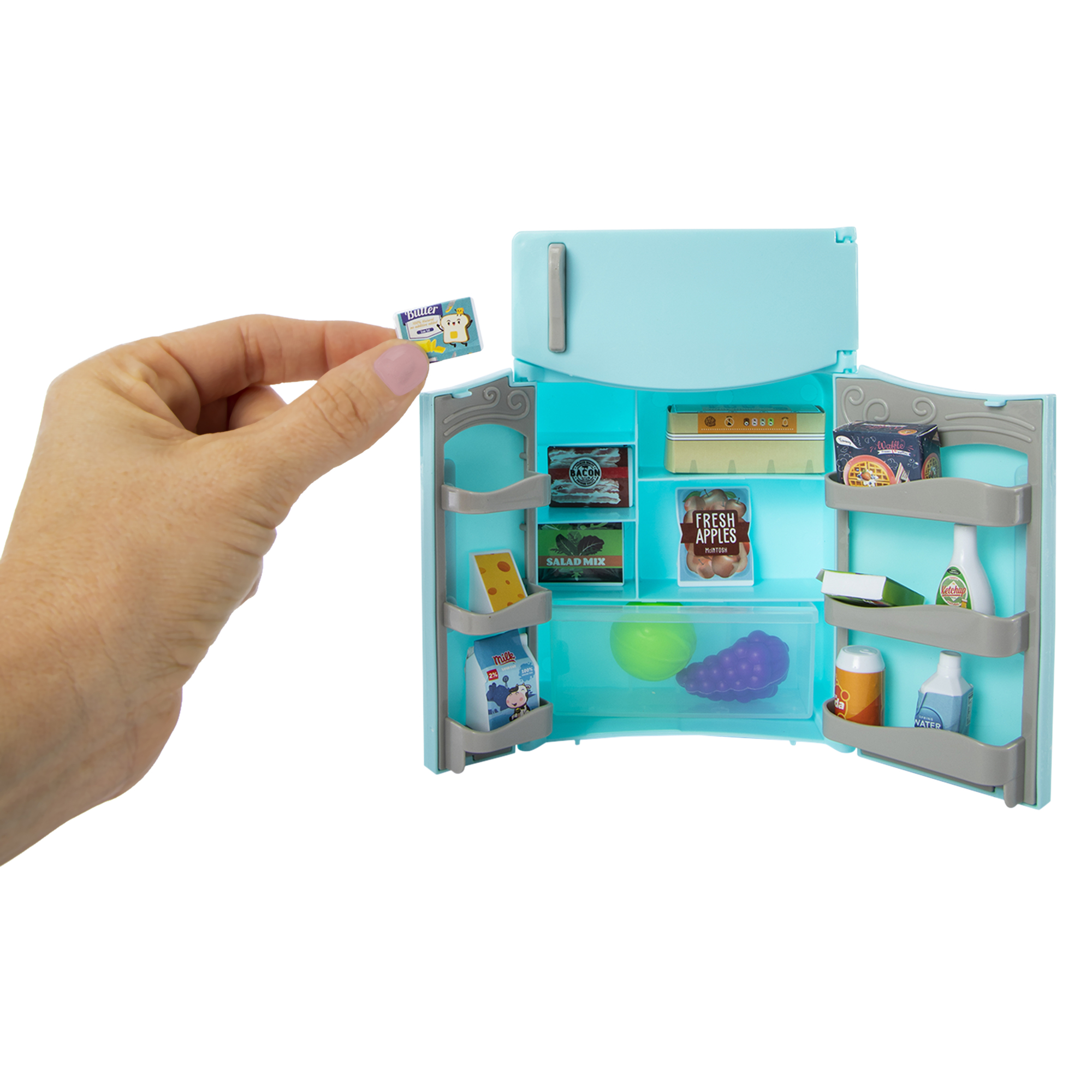 Mini Refrigerator & Food Toy Set 16-Pieces