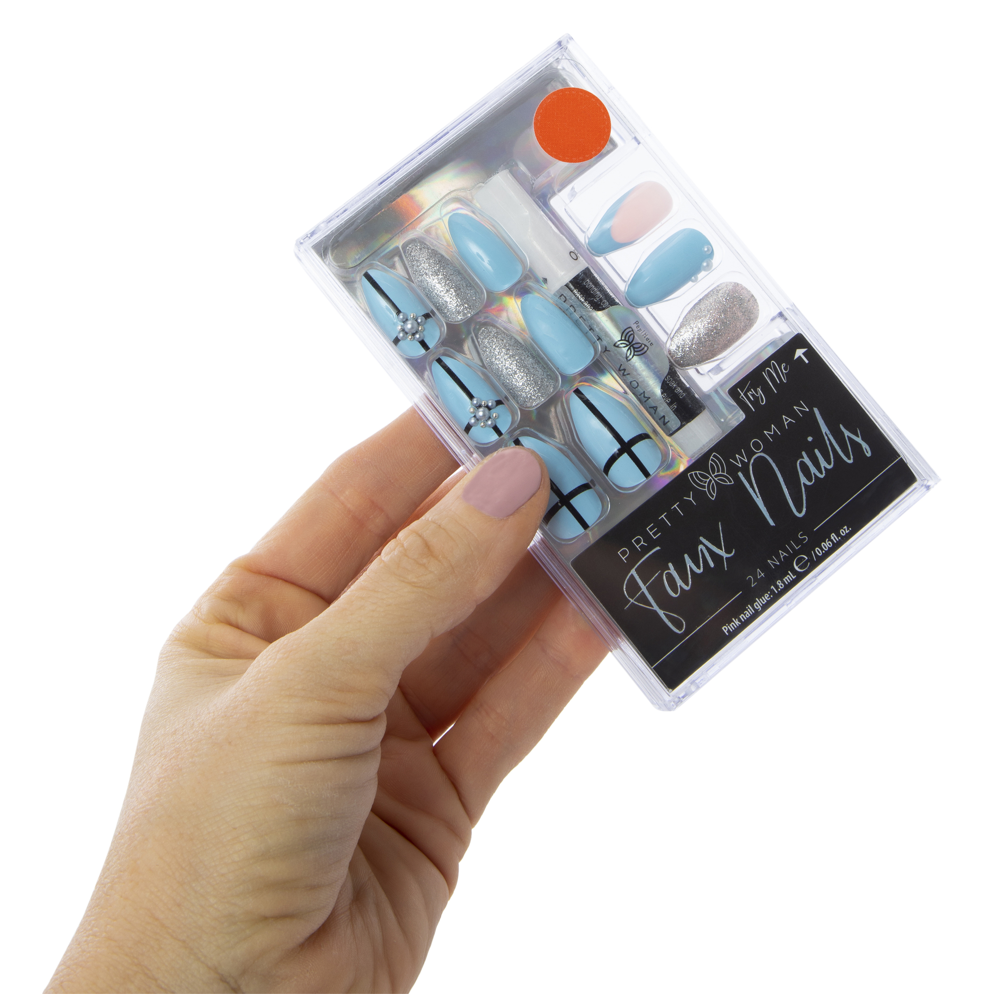 Holiday Pretty Woman Faux Nails 24-Piece Set With Nail Glue