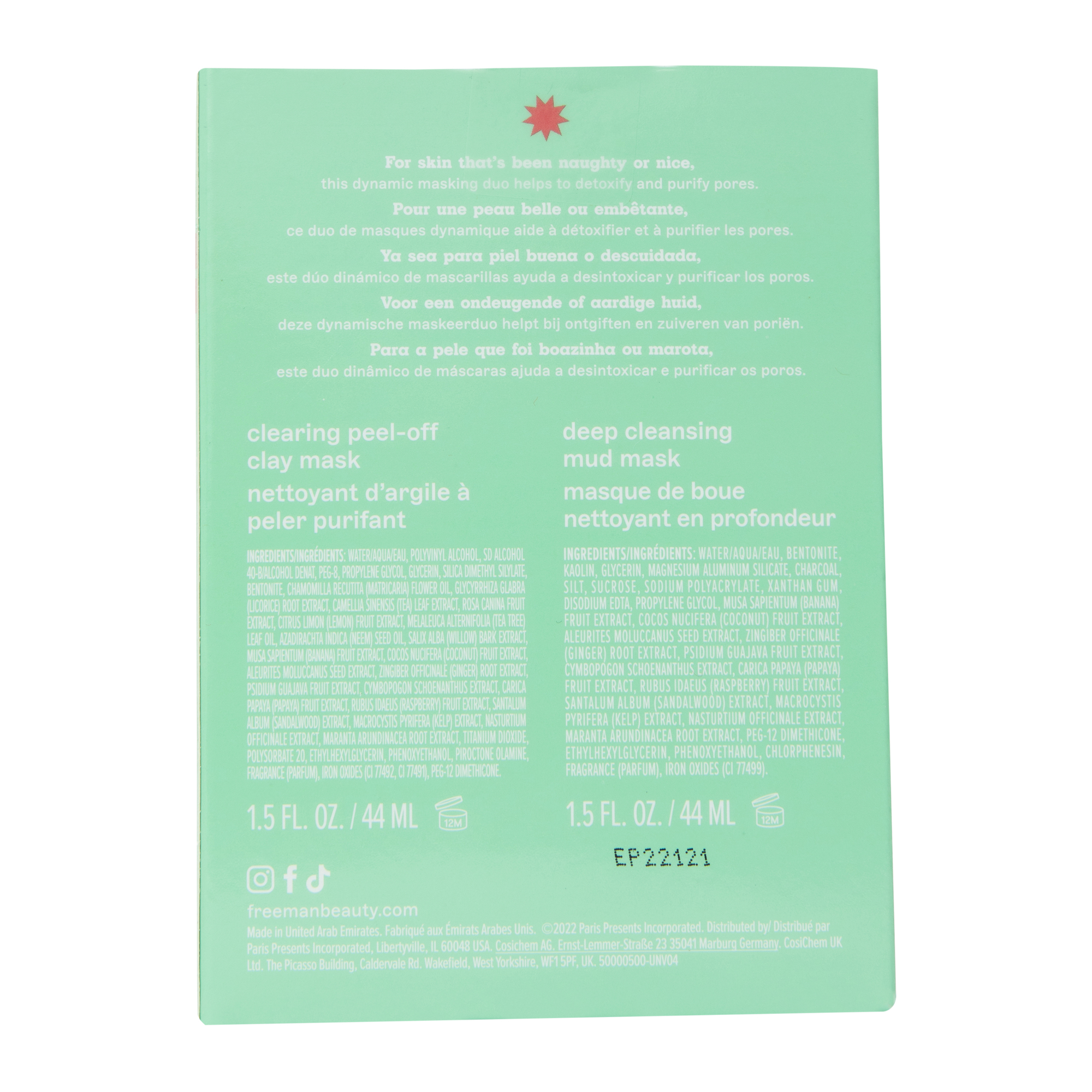 Freeman® Holiday Face Mask 2-Pack - Clearing/Deep Cleansing