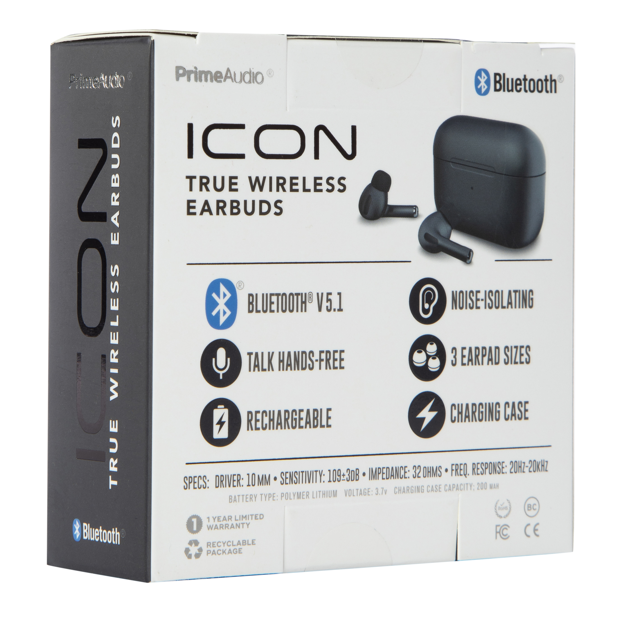 Bluetooth® Noise-Isolating Earbuds With Mic & Charging Case