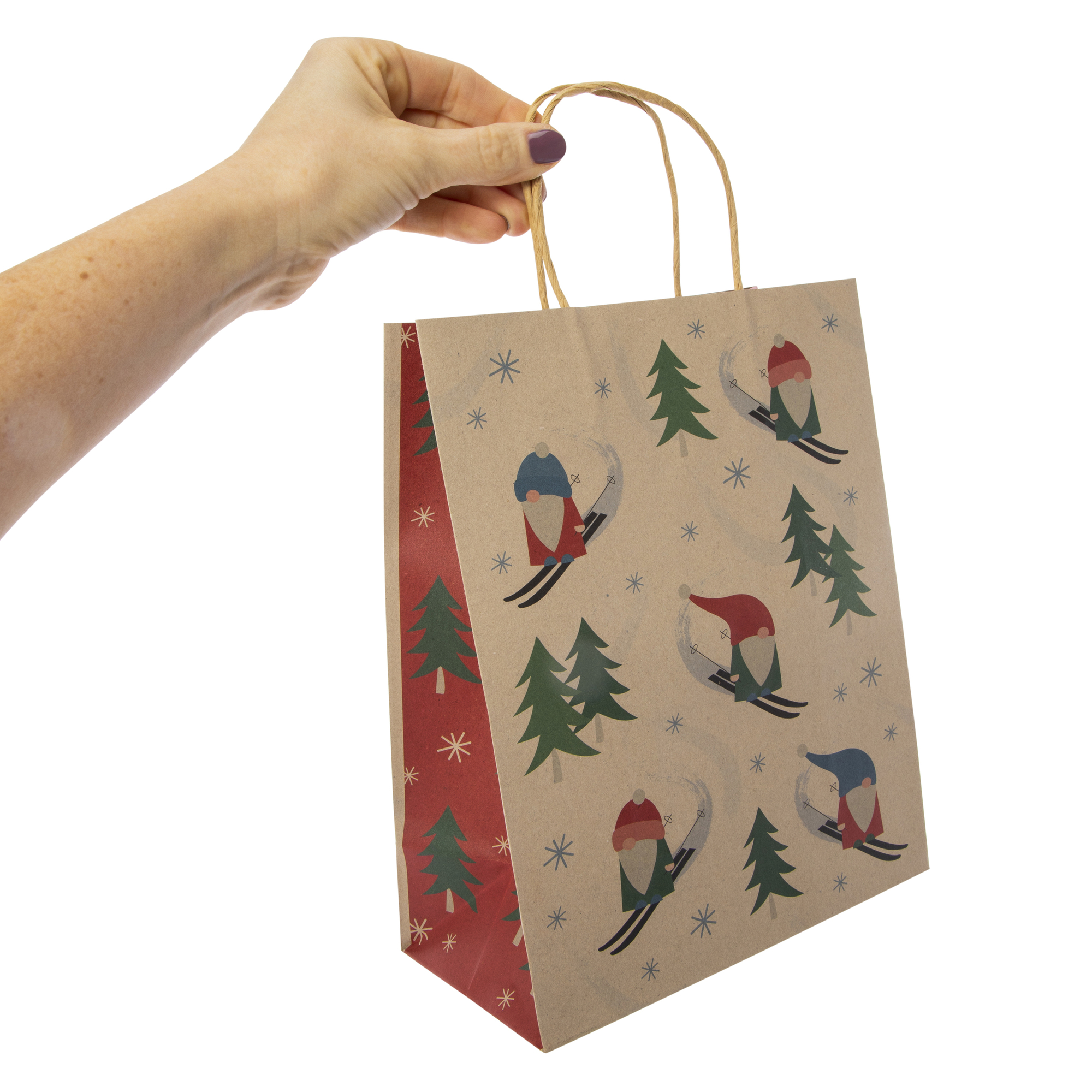 Medium Holiday Kraft Gift Bags 8in x 10in 6-Pack - Classic
