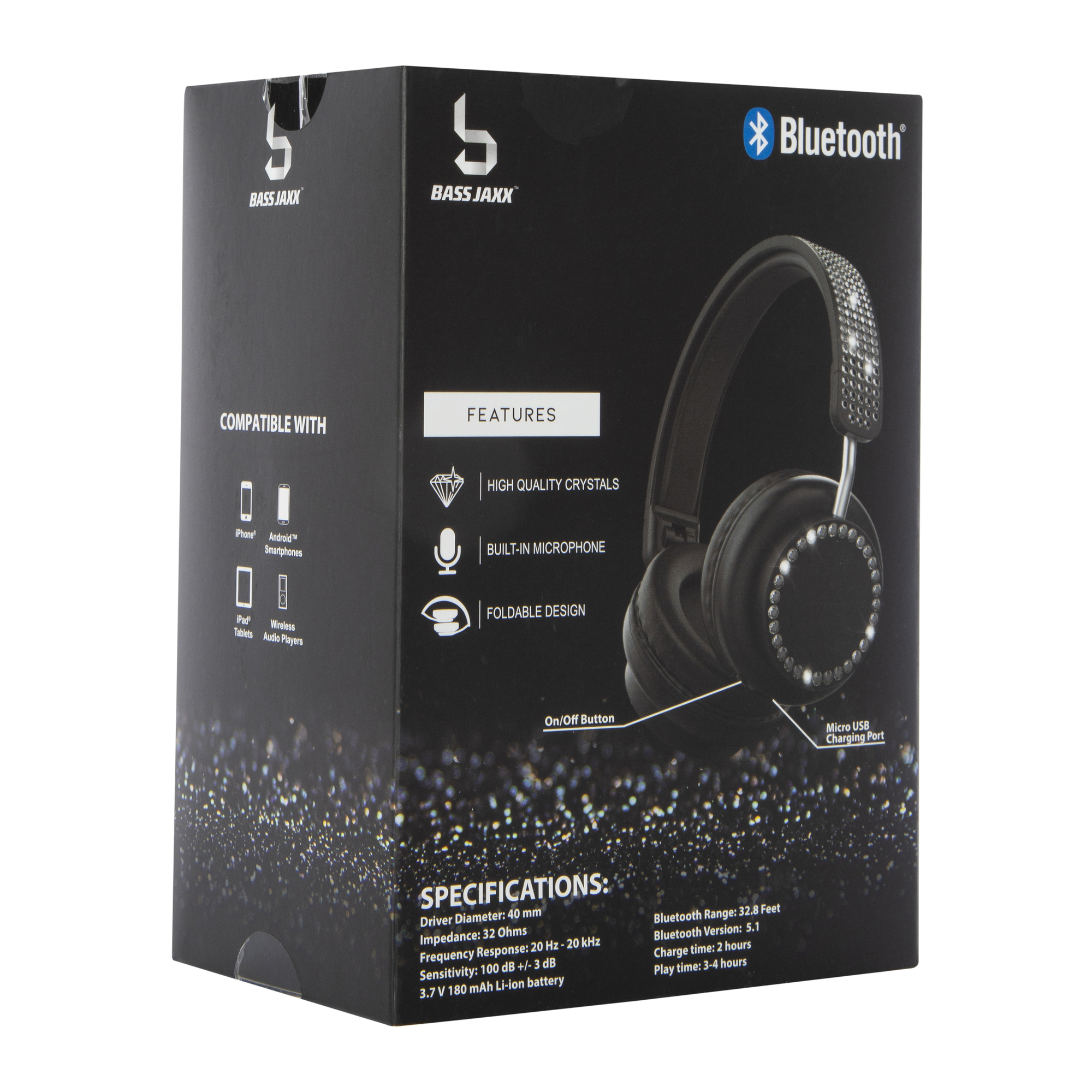 Bluetooth® Bling Crystal Wireless Headphones With Mic