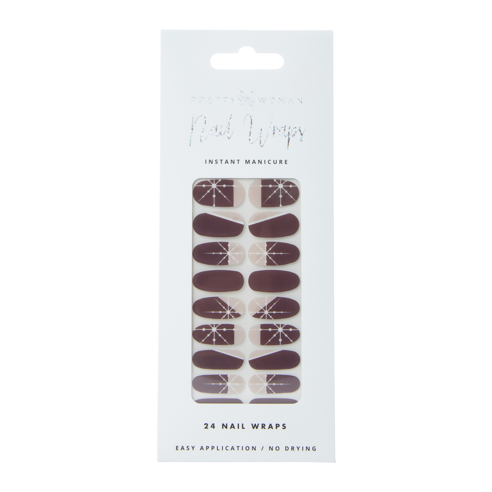 Pretty Woman Holiday Nail Wraps 24-Piece - Burgundy Stars