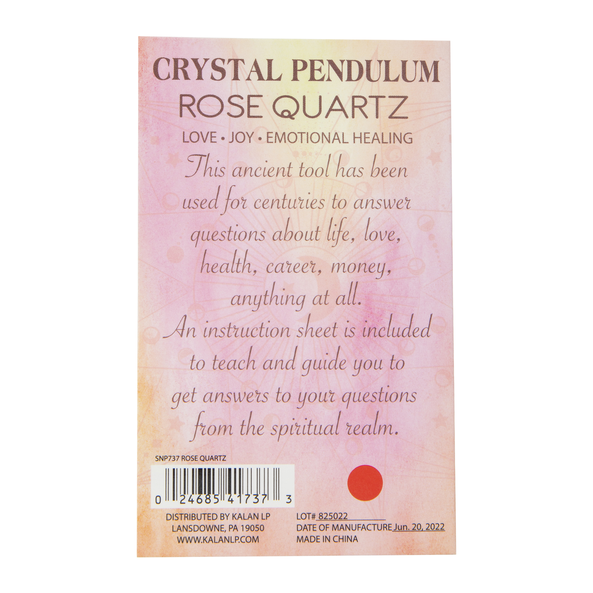 Healing Crystal Pendulum - Rose Quartz