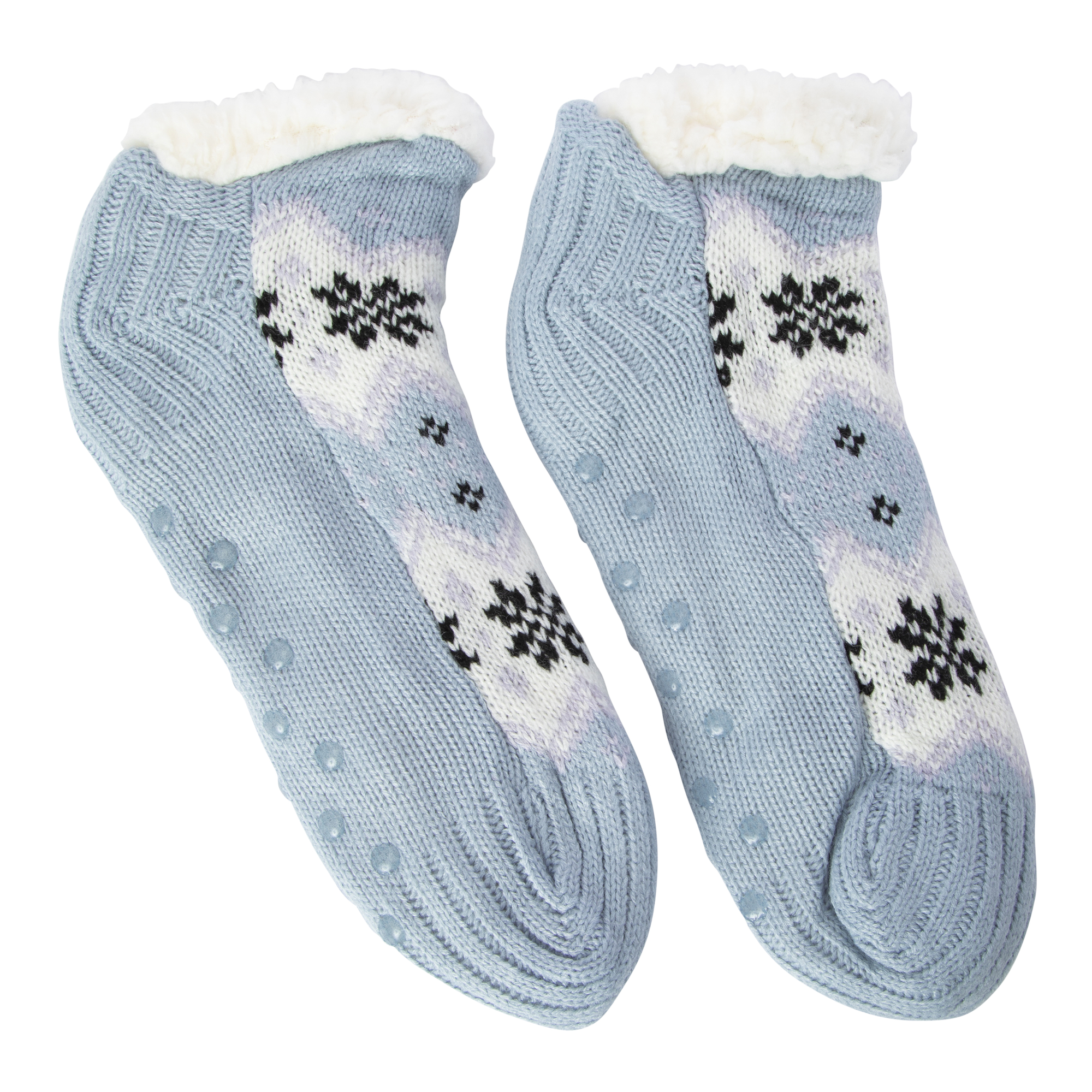 Ladies Knit Sherpa Ankle Slipper Socks