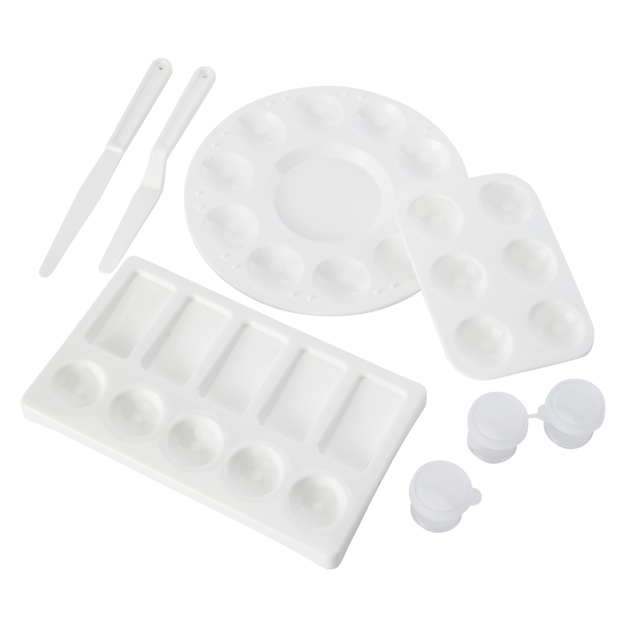 Artist Palettes, Paint Knives & Jars 8-Piece Set