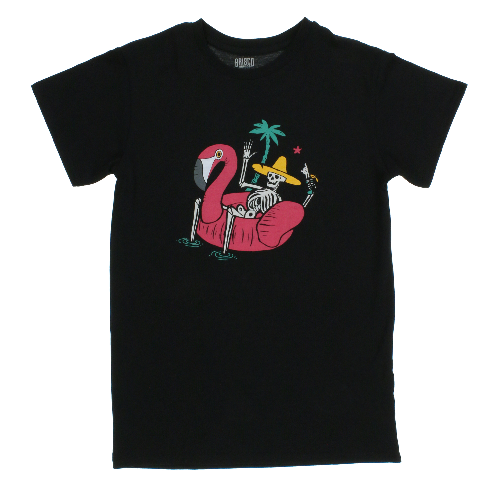 Skeleton Flamingo Pool Float Graphic Tee