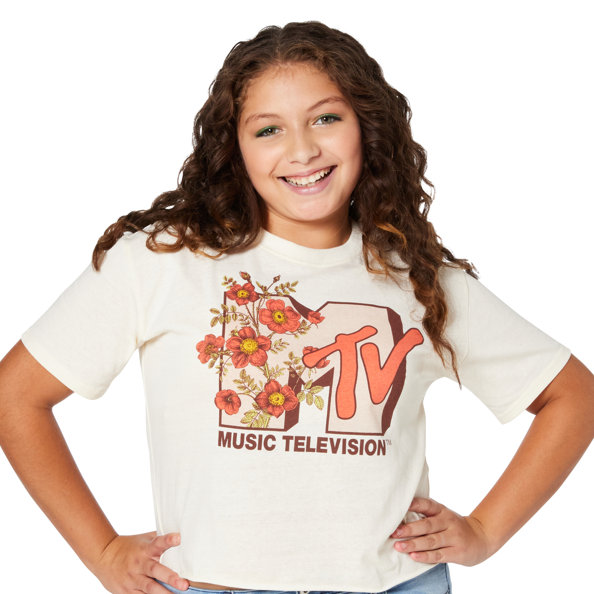Cropped Floral Mtv™ Logo Graphic Tee