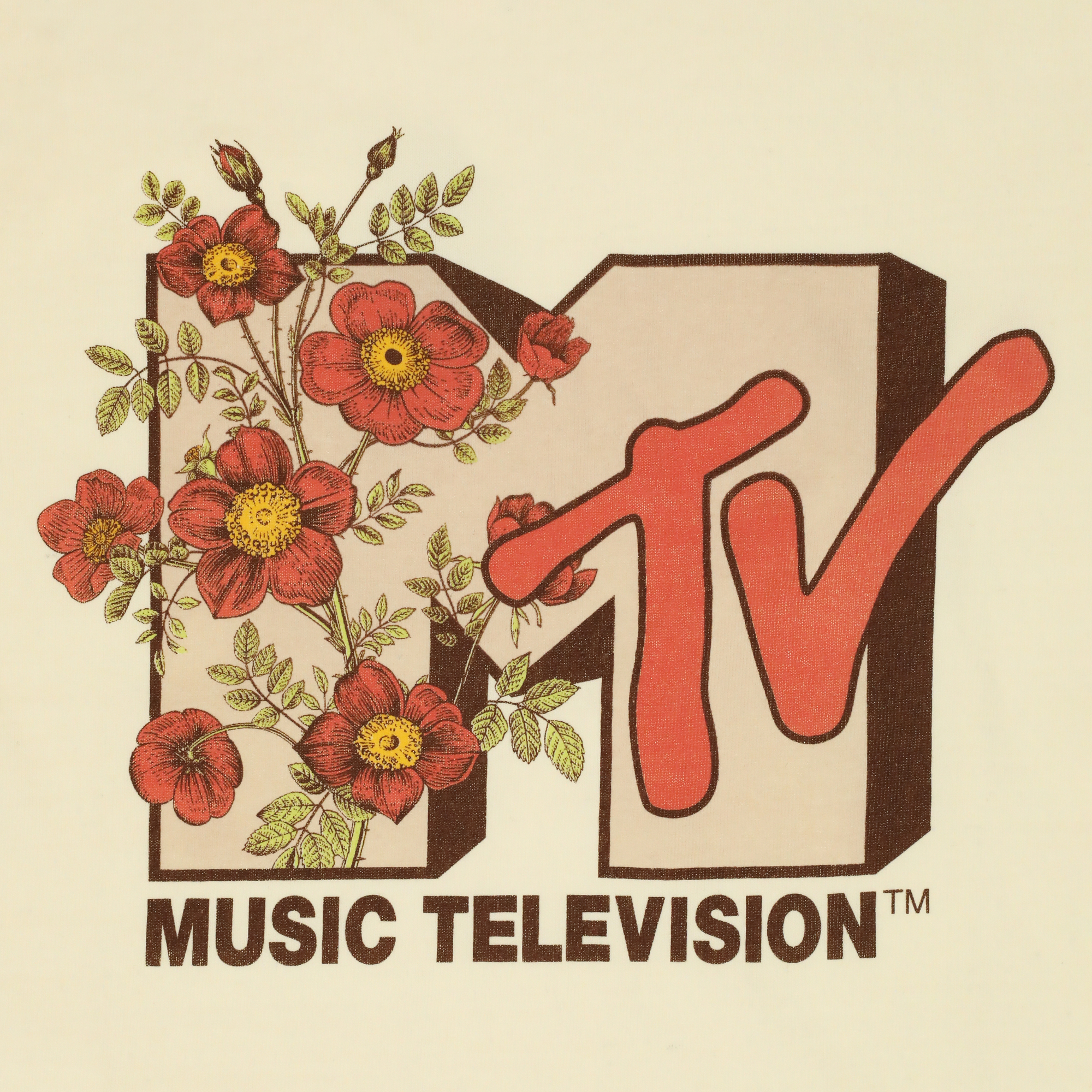 Cropped Floral Mtv™ Logo Graphic Tee