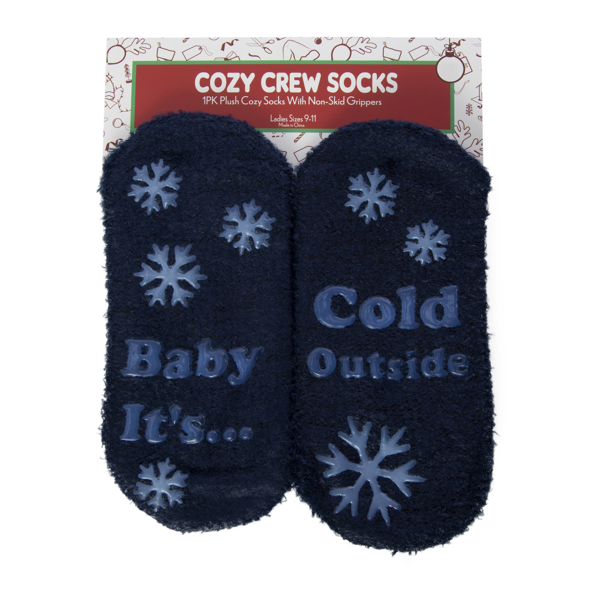 Cozy Crew Sock Slippers With Quote Tread