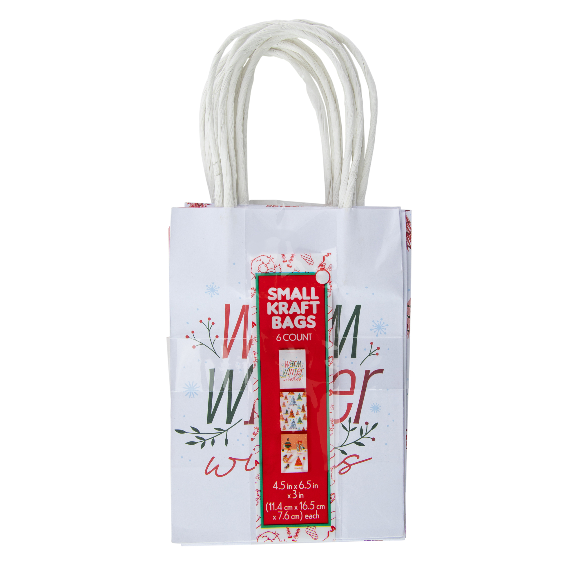 Holiday Small Gift Bag 6-Pack 4.5in x 6.5in