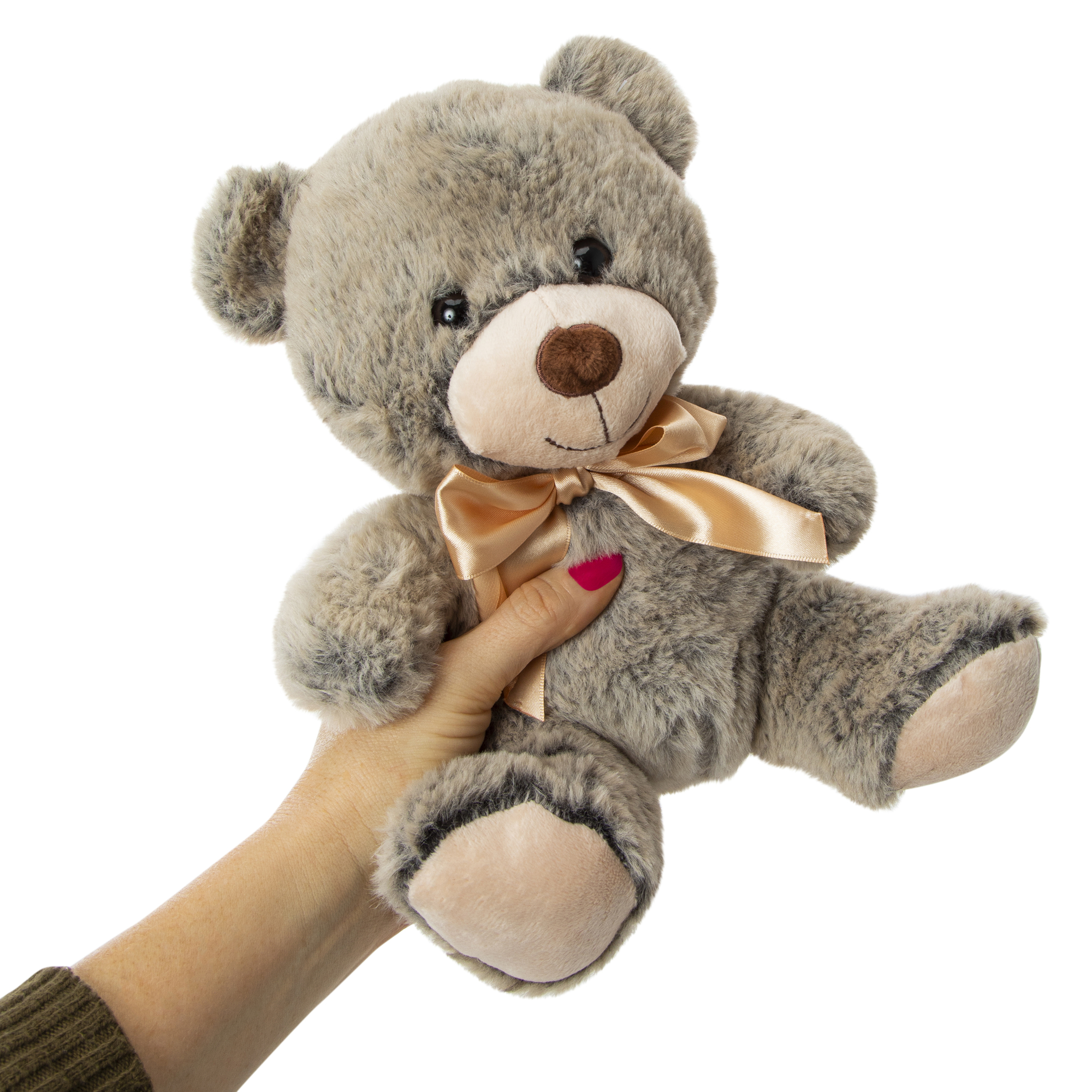 Fuzzy Teddy Bear With Bow 9.5in